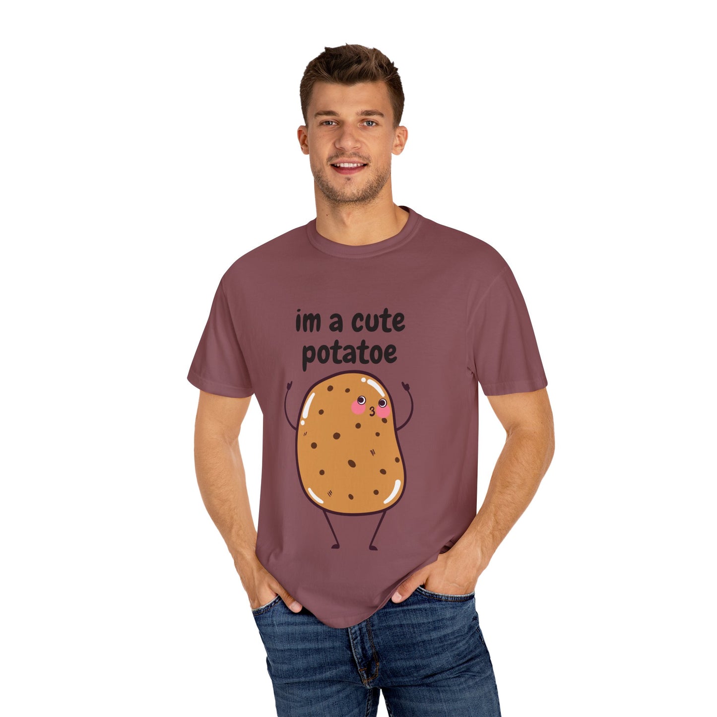 Cute Potato Unisex Garment-Dyed T-Shirt - Fun and Whimsical Design