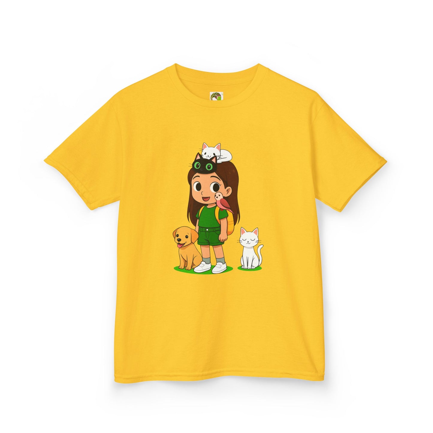 girlsTee - Cute Girl with Animals Design