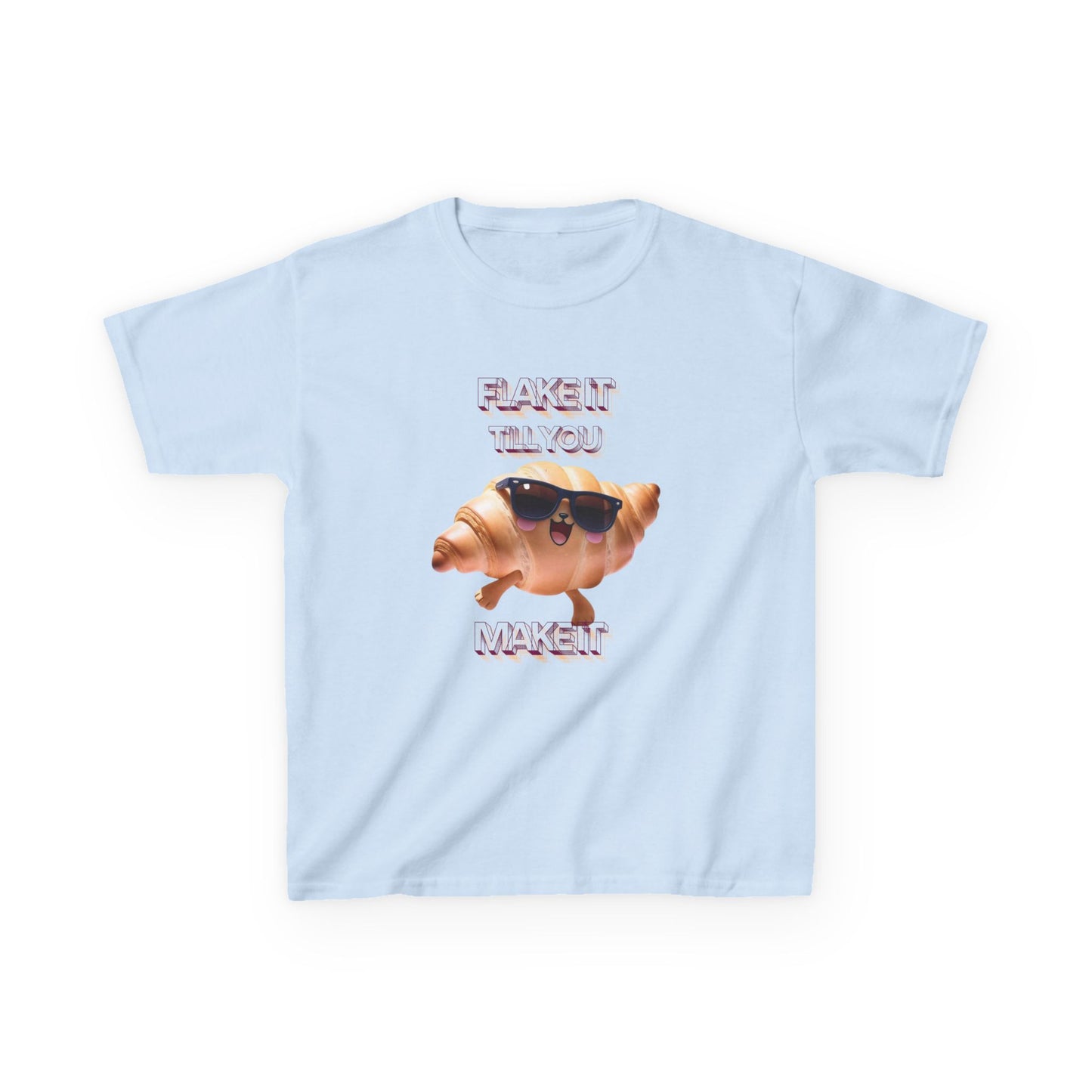 Flake It 'Til You Make It Kids Tee - Fun Croissant Design