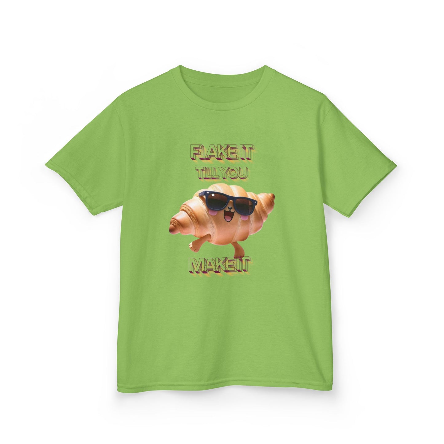 Flake It 'Til You Make It Kids Tee - Fun Croissant Design