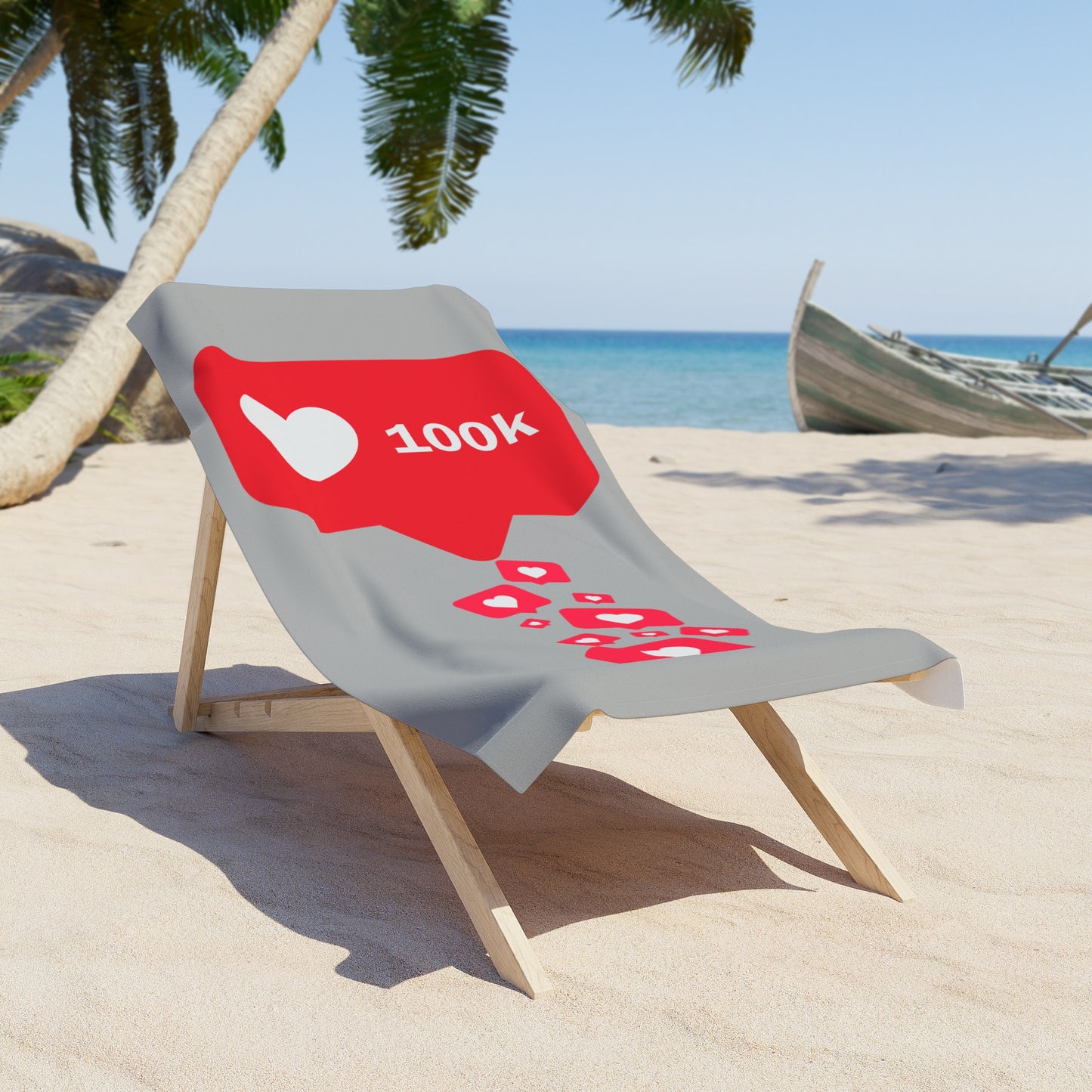 100K Likes Beach Towel - Trendy Social Media Design for Summer Fun