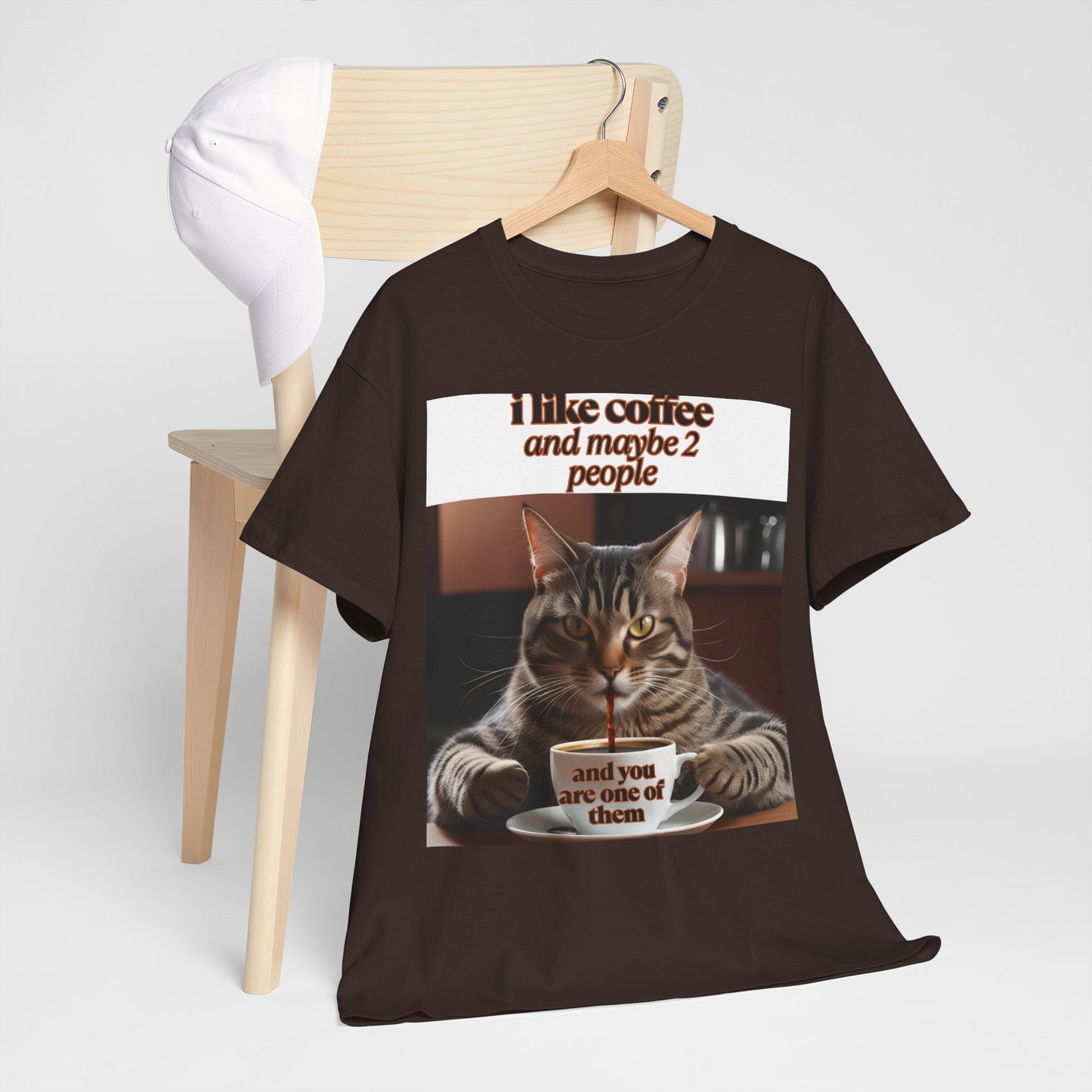 Funny Cat Coffee Unisex Heavy Cotton Tee - Perfect Gift for Cat Lovers