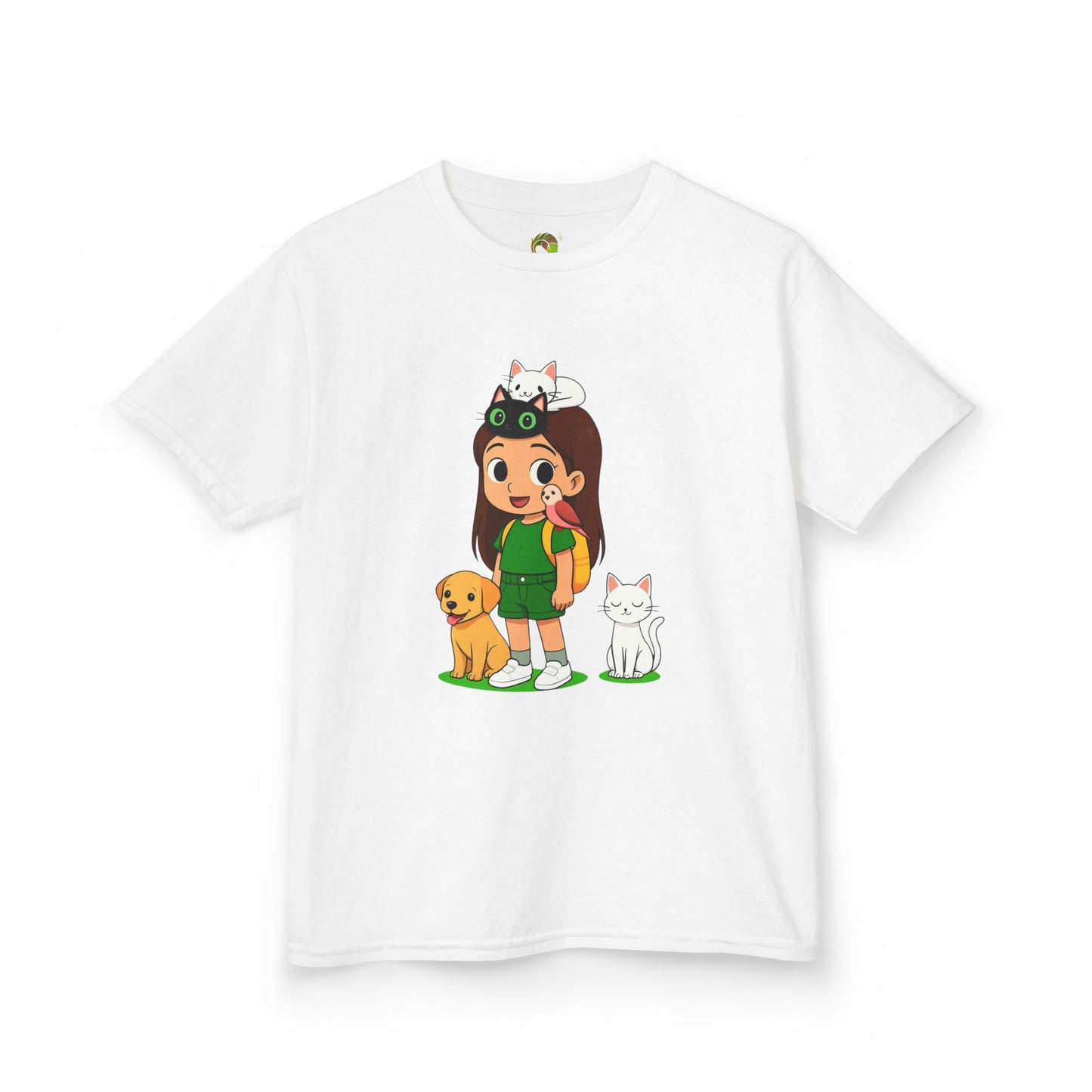girlsTee - Cute Girl with Animals Design
