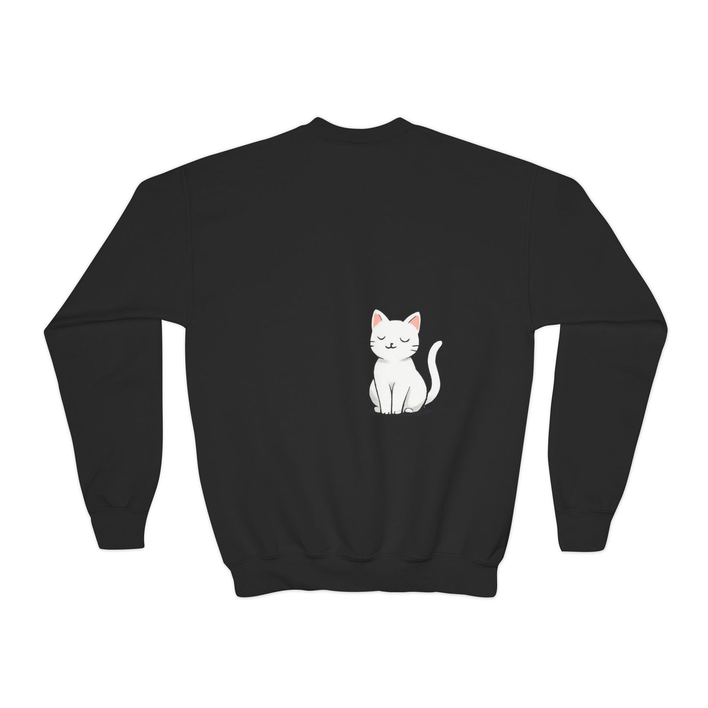 Cute Cat Lover Youth girl Crewneck Sweatshirt, Animal Sweatshirt for girls, Gift for Cat Lovers, Fun Cozy Top, Everyday Wear