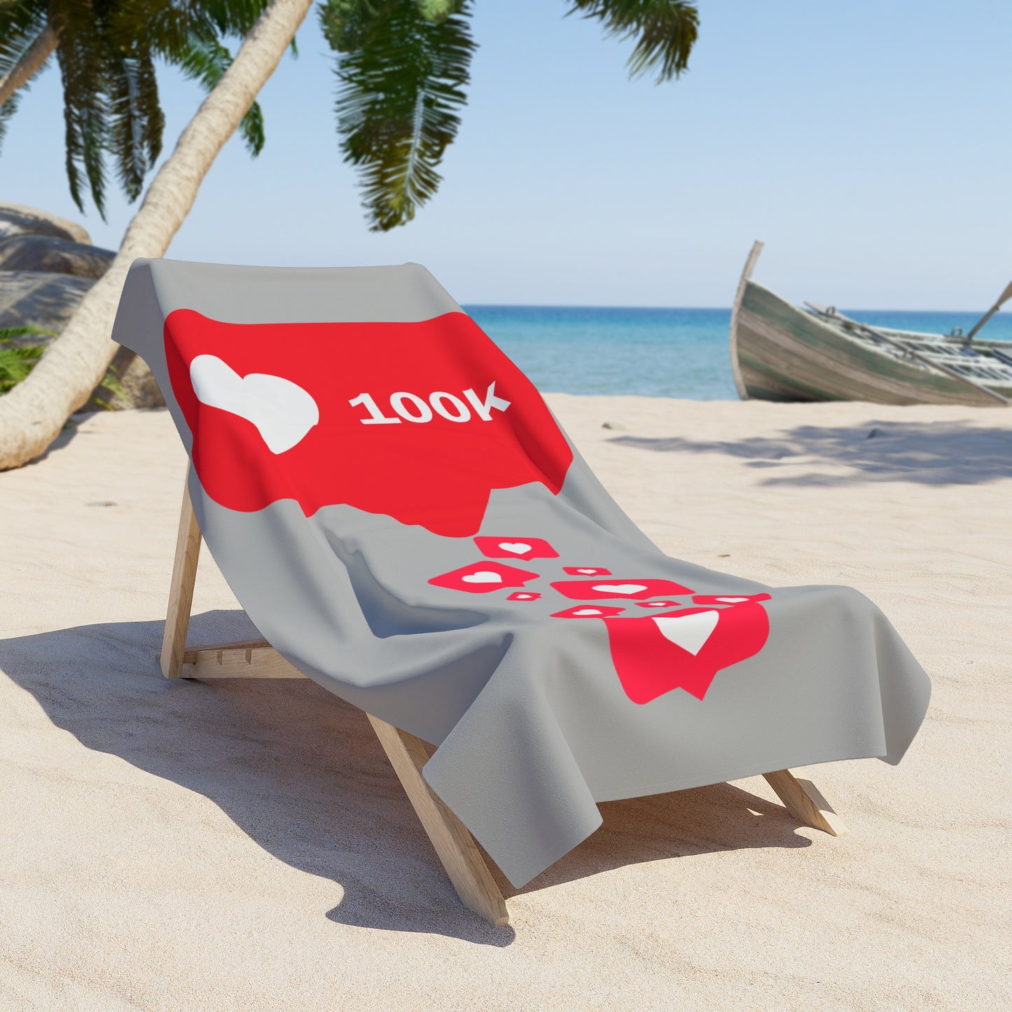 100K Likes Beach Towel - Trendy Social Media Design for Summer Fun