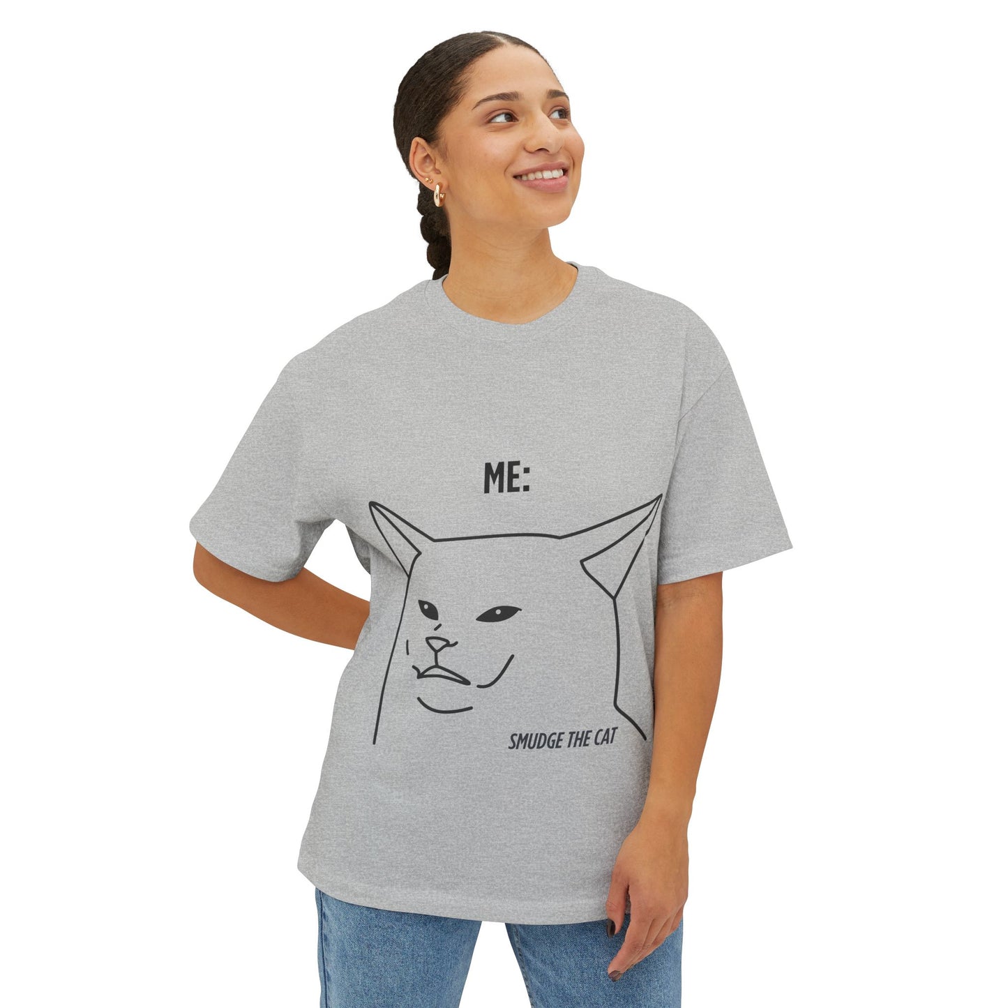 Boxy Tee - Funny Meme Cat Smudge Design