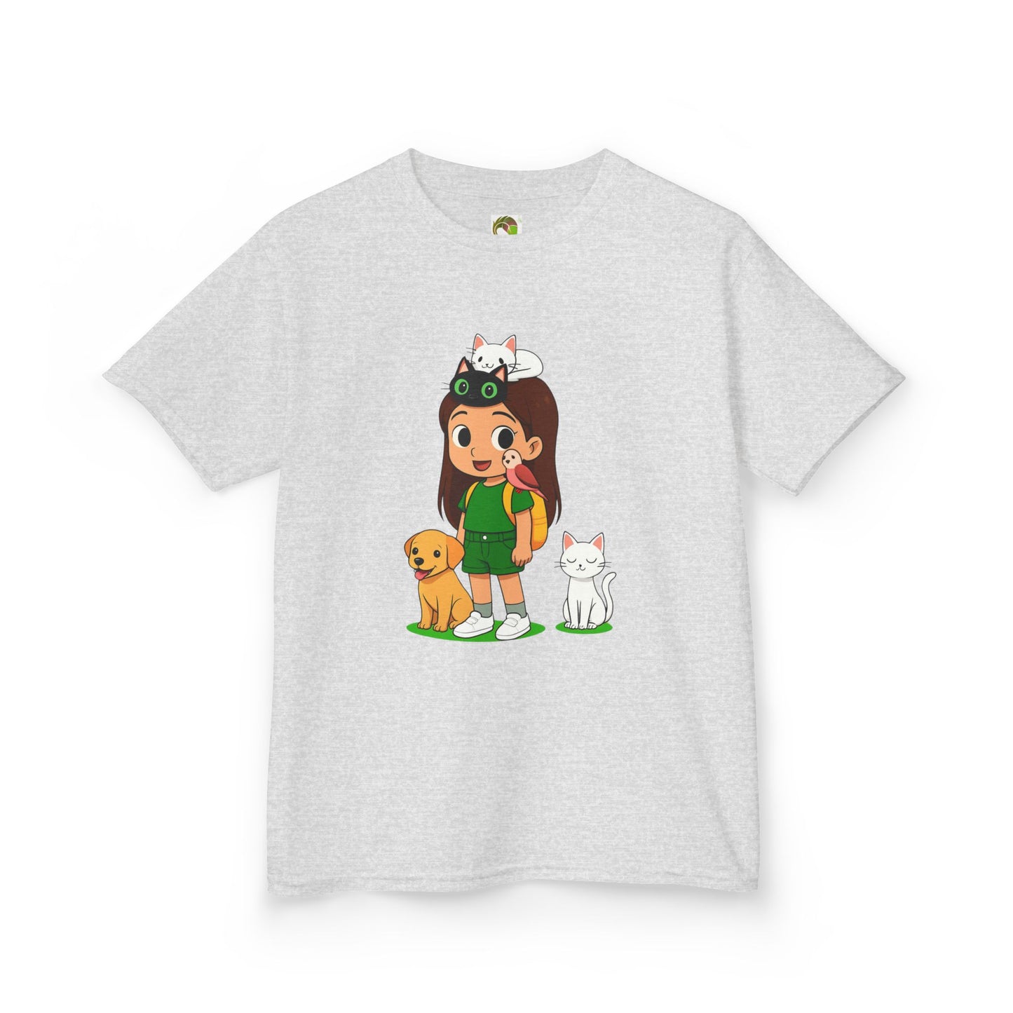 girlsTee - Cute Girl with Animals Design