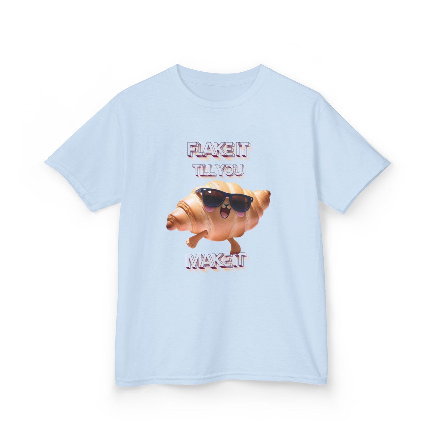 Flake It 'Til You Make It Kids Tee - Fun Croissant Design