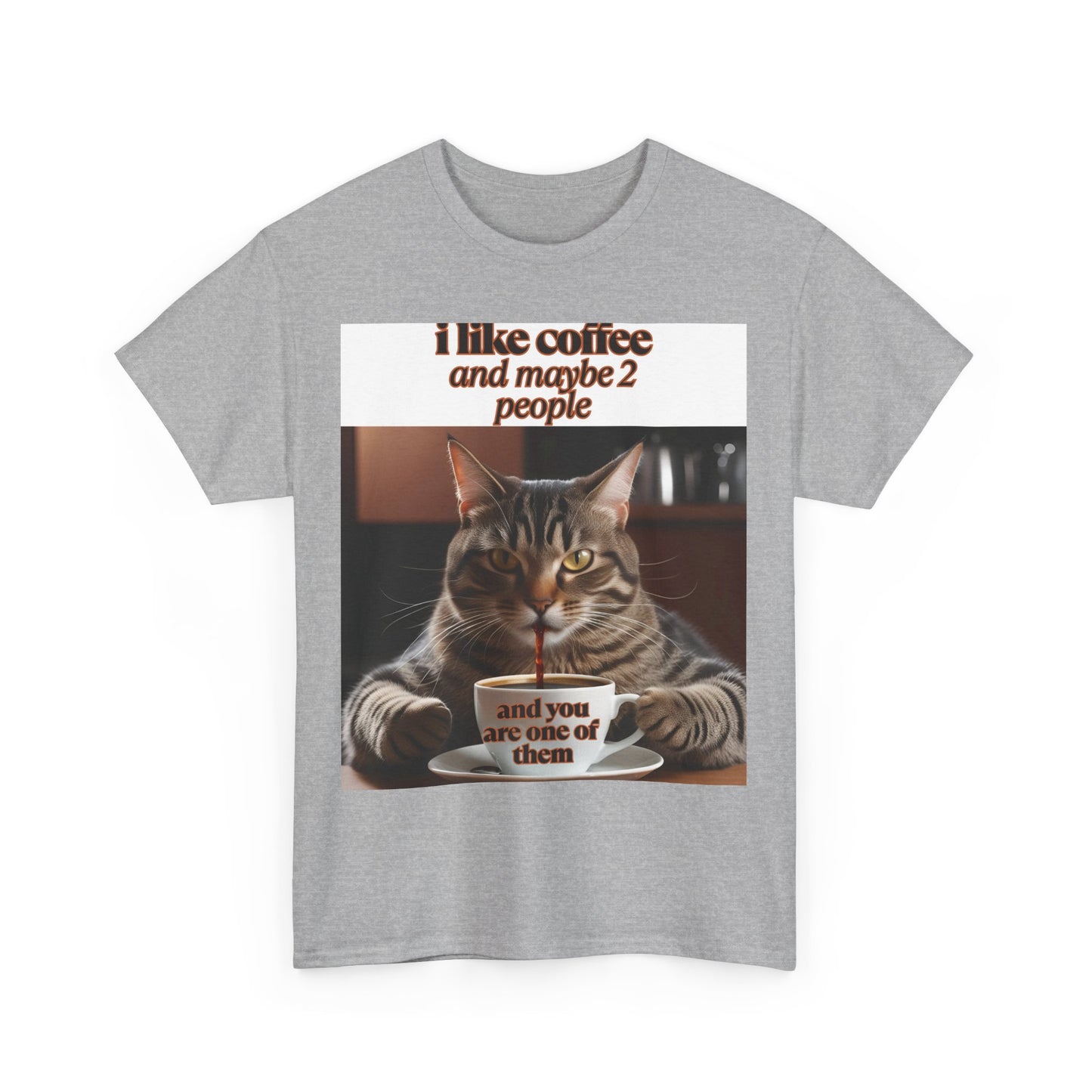 Funny Cat Coffee Unisex Heavy Cotton Tee - Perfect Gift for Cat Lovers