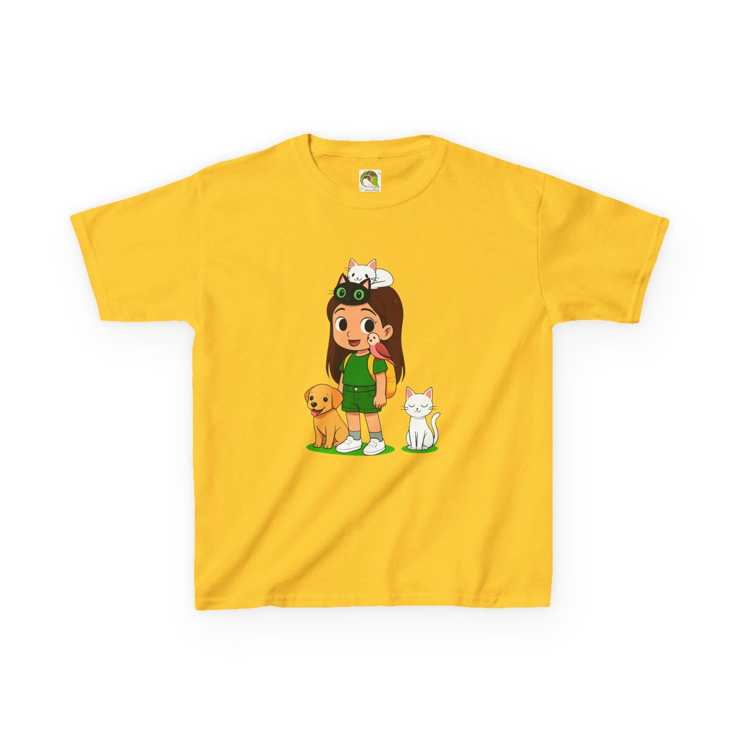 girlsTee - Cute Girl with Animals Design