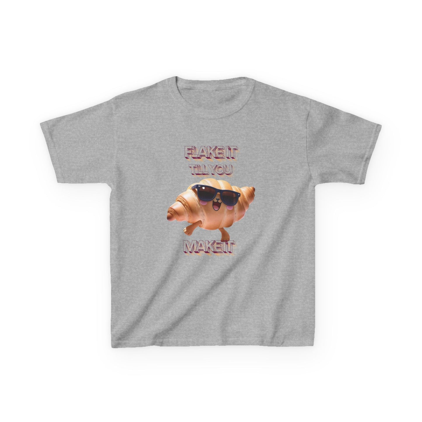 Flake It 'Til You Make It Kids Tee - Fun Croissant Design