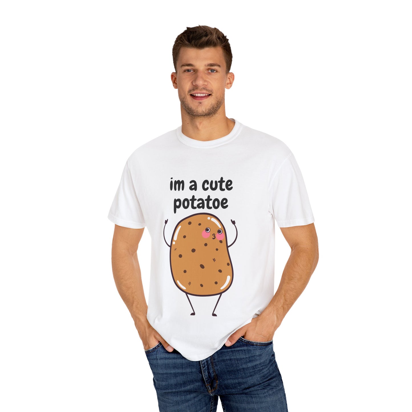 Cute Potato Unisex Garment-Dyed T-Shirt - Fun and Whimsical Design