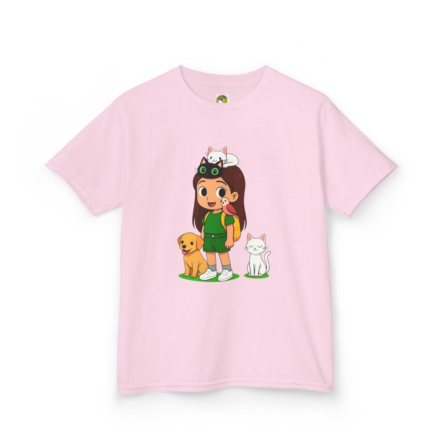 girlsTee - Cute Girl with Animals Design