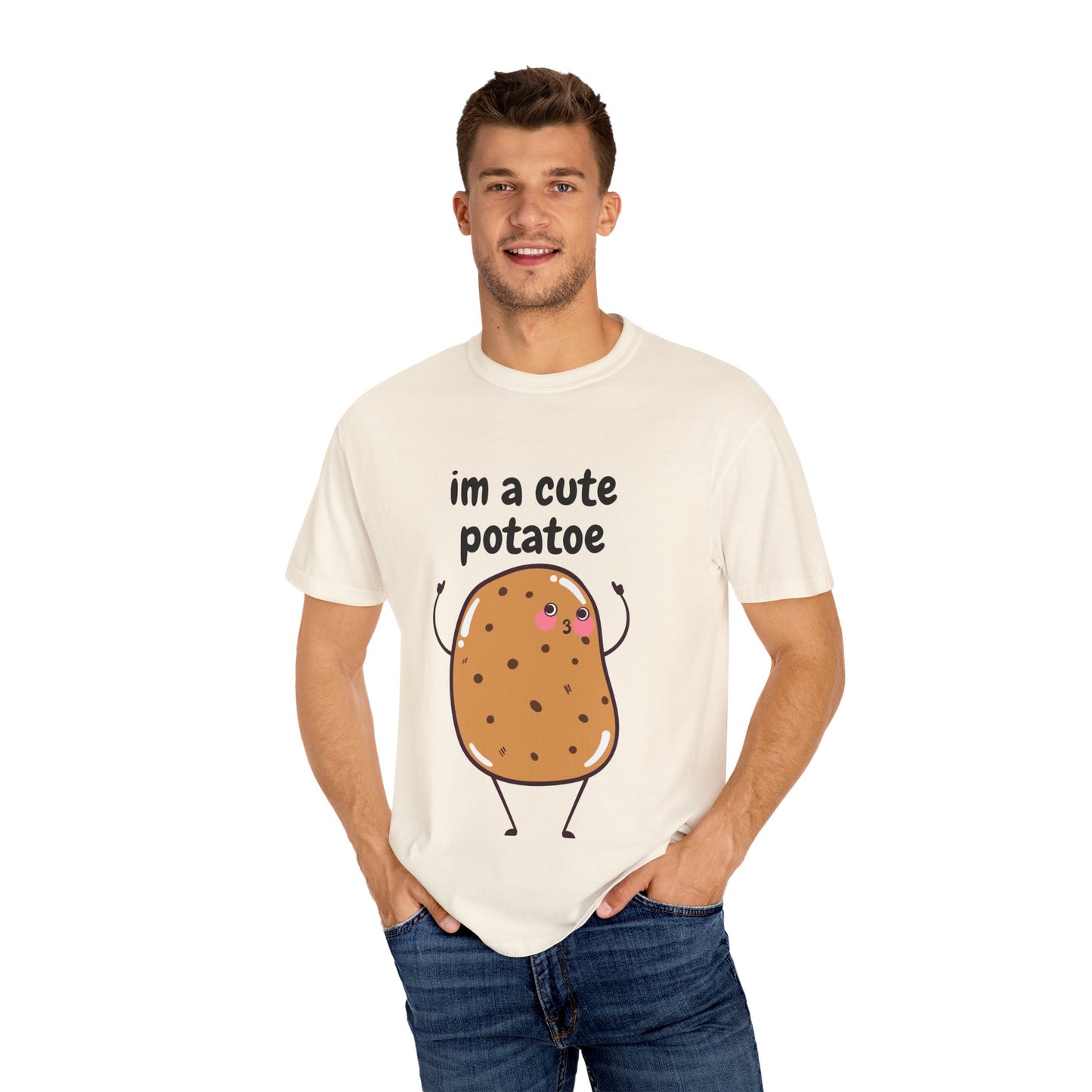 Cute Potato Unisex Garment-Dyed T-Shirt - Fun and Whimsical Design