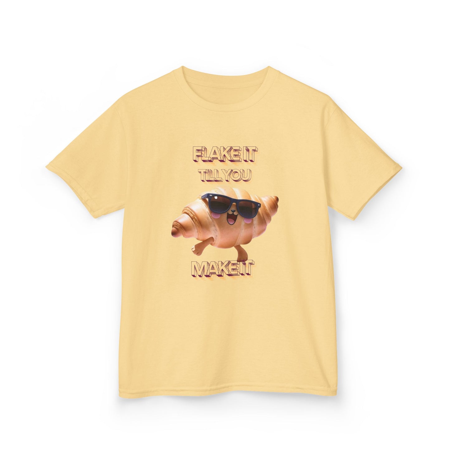 Flake It 'Til You Make It Kids Tee - Fun Croissant Design