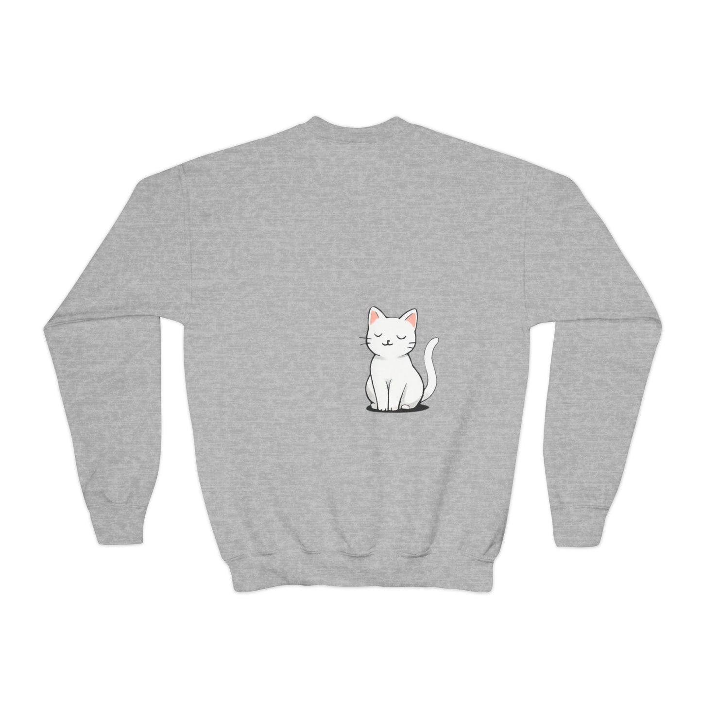 Cute Cat Lover Youth girl Crewneck Sweatshirt, Animal Sweatshirt for girls, Gift for Cat Lovers, Fun Cozy Top, Everyday Wear
