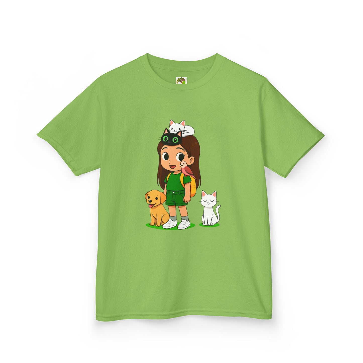 girlsTee - Cute Girl with Animals Design