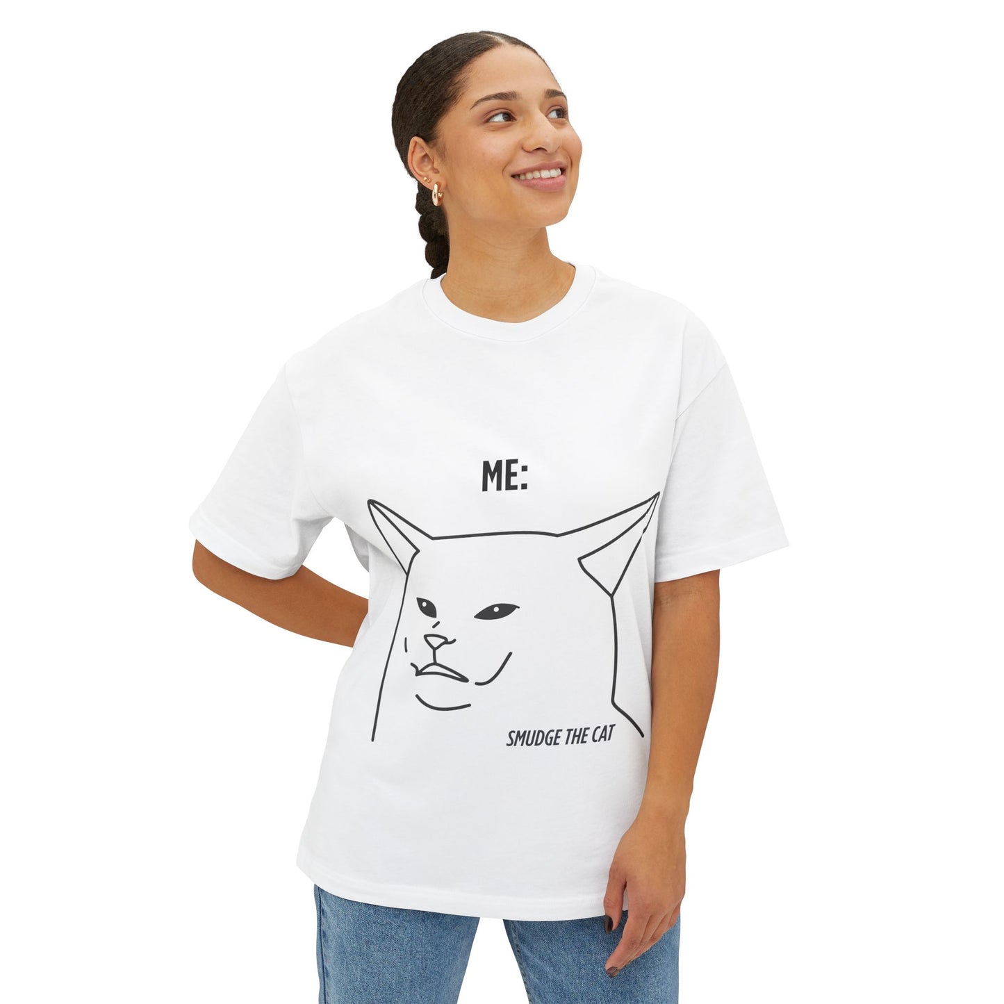 Boxy Tee - Funny Meme Cat Smudge Design