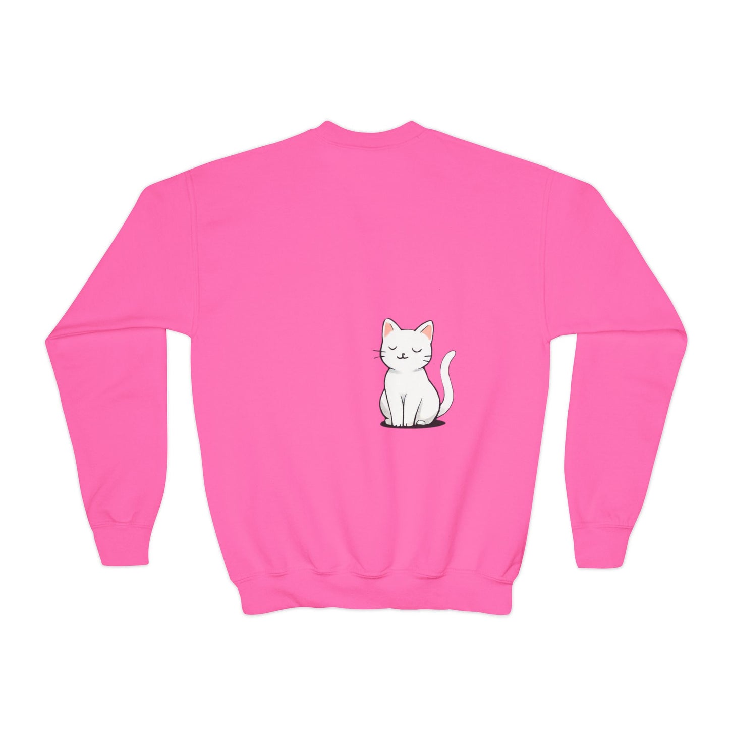Cute Cat Lover Youth girl Crewneck Sweatshirt, Animal Sweatshirt for girls, Gift for Cat Lovers, Fun Cozy Top, Everyday Wear