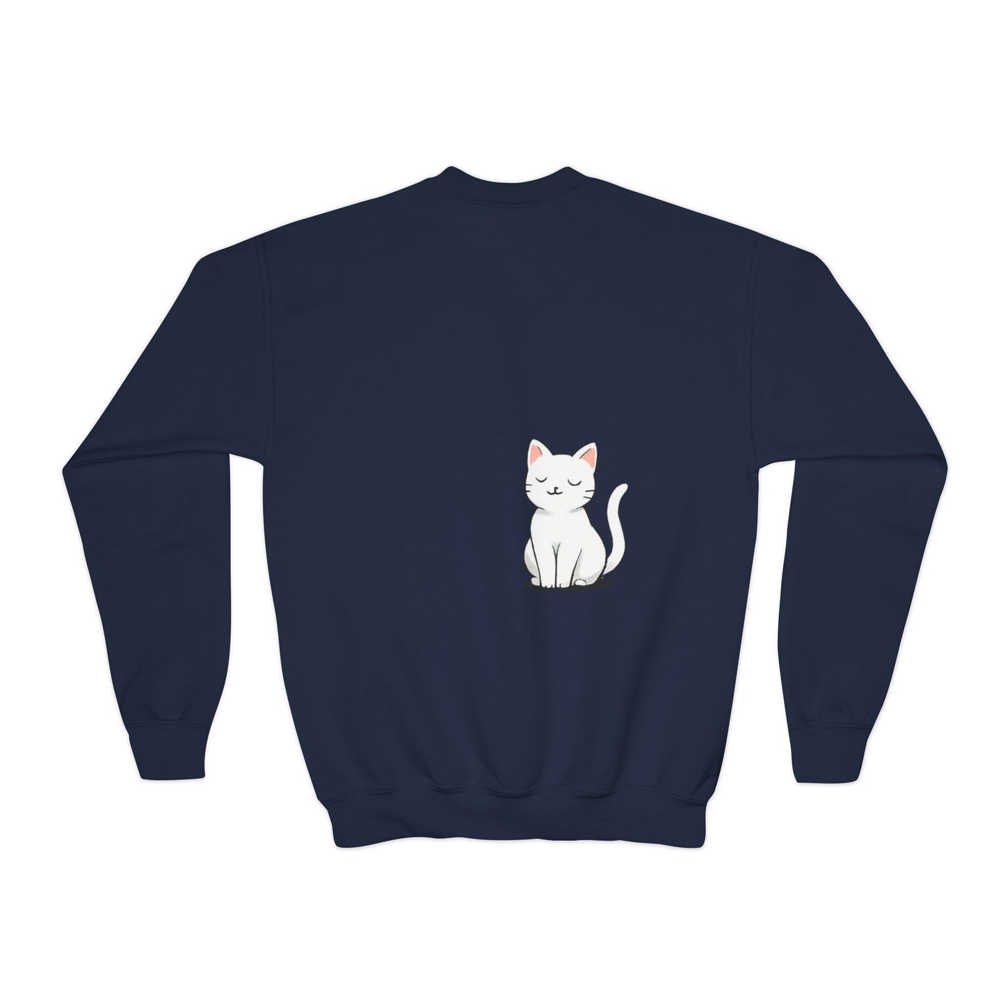 Cute Cat Lover Youth girl Crewneck Sweatshirt, Animal Sweatshirt for girls, Gift for Cat Lovers, Fun Cozy Top, Everyday Wear