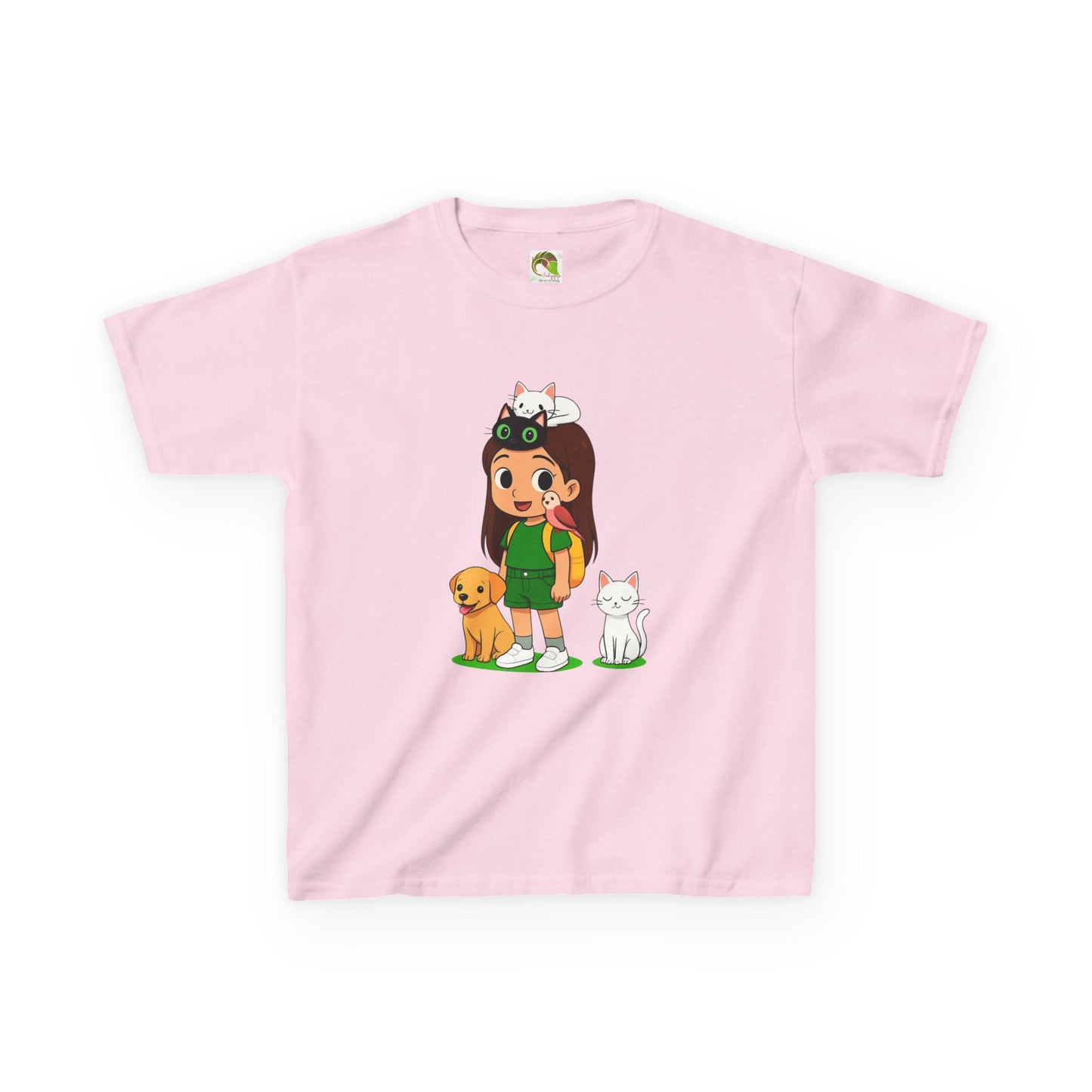girlsTee - Cute Girl with Animals Design