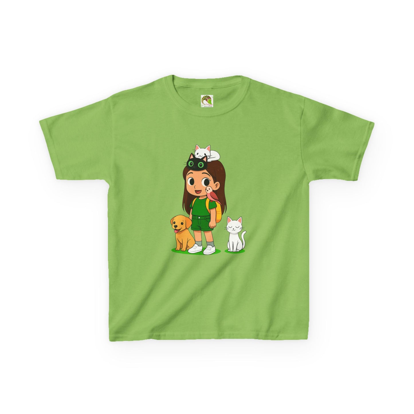 girlsTee - Cute Girl with Animals Design