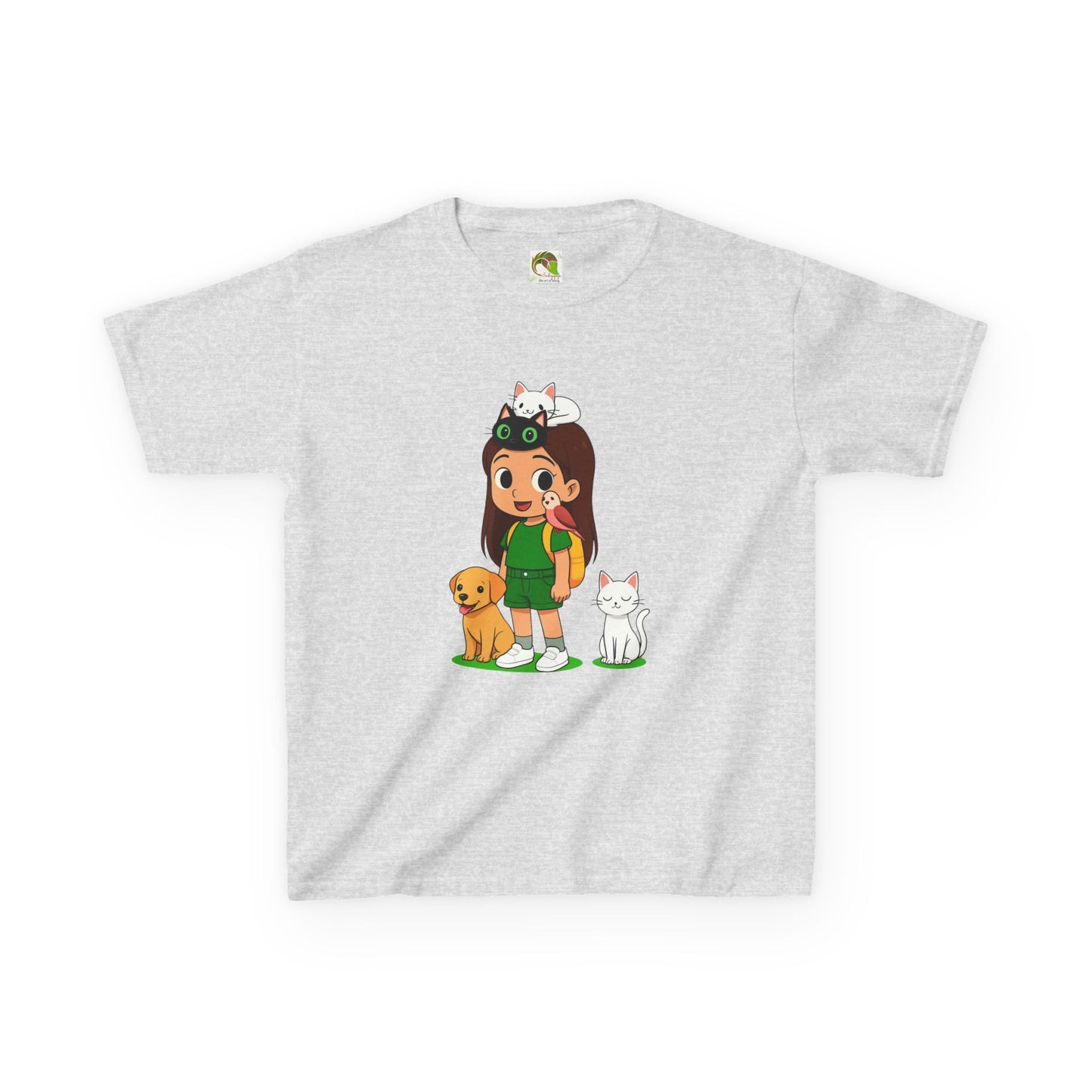 girlsTee - Cute Girl with Animals Design