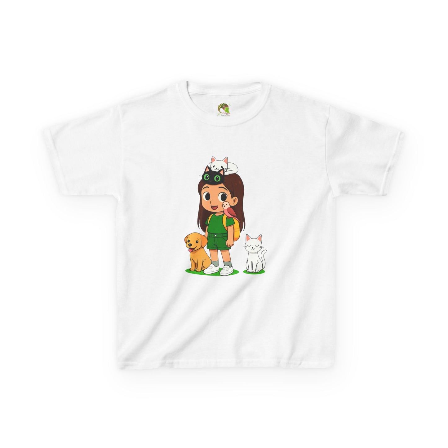 girlsTee - Cute Girl with Animals Design