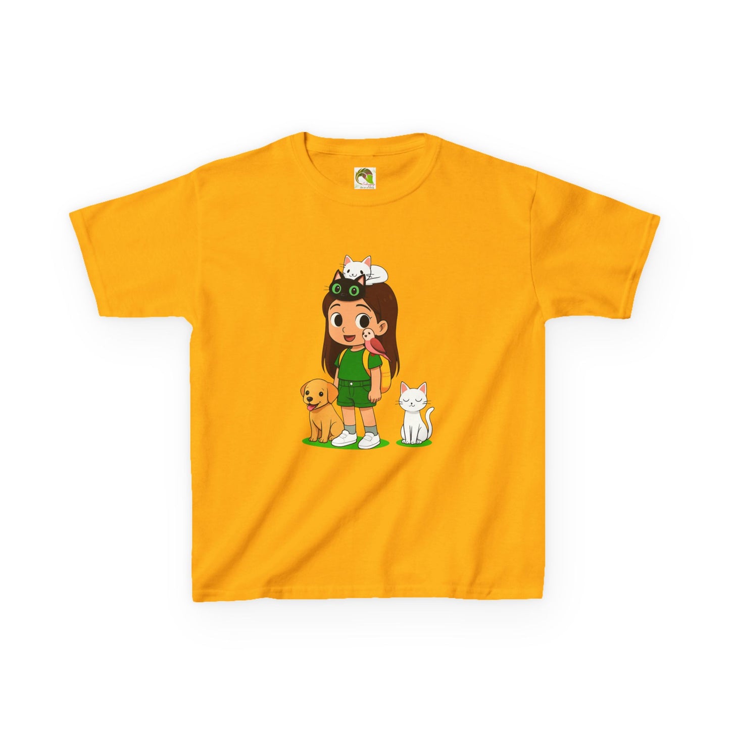 girlsTee - Cute Girl with Animals Design