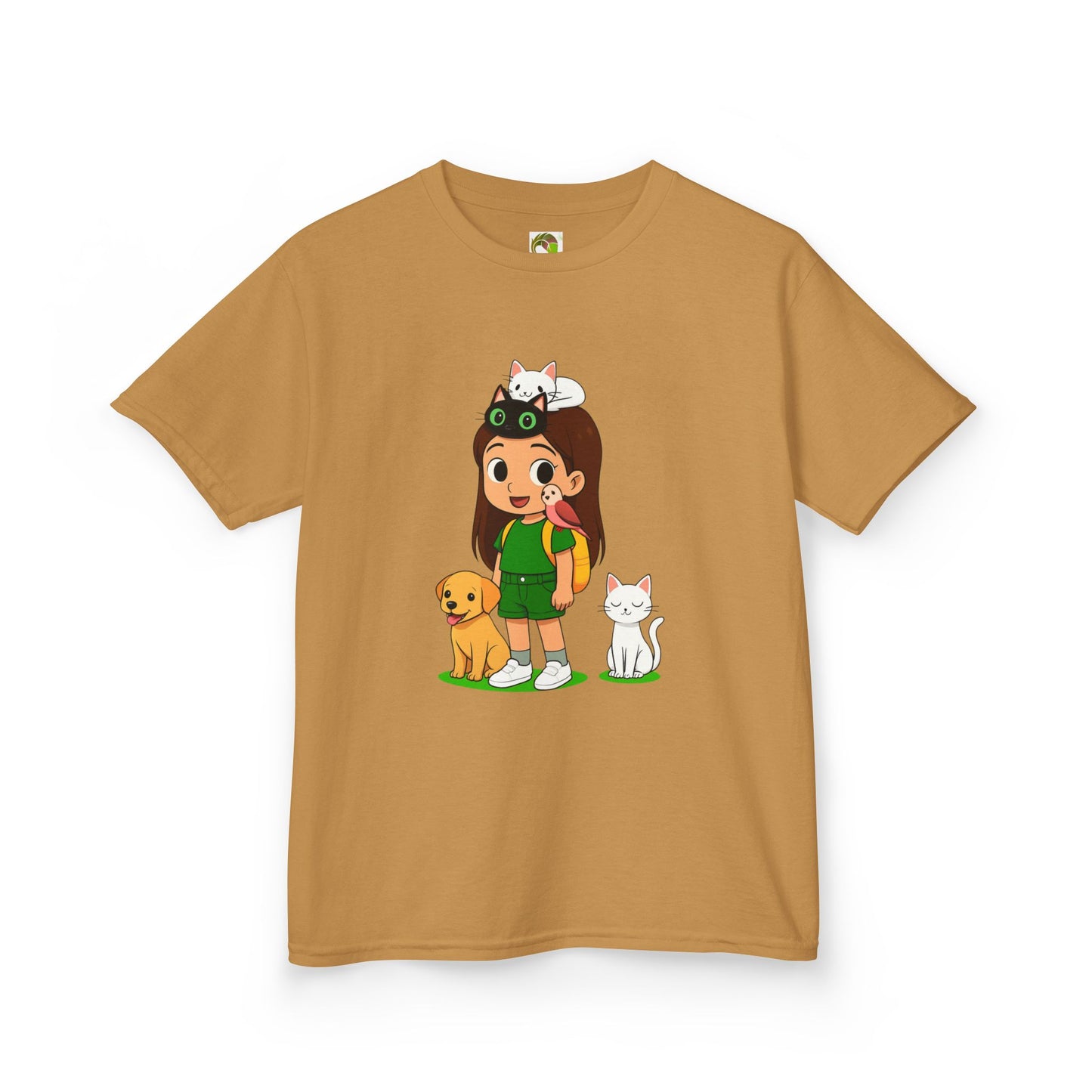girlsTee - Cute Girl with Animals Design