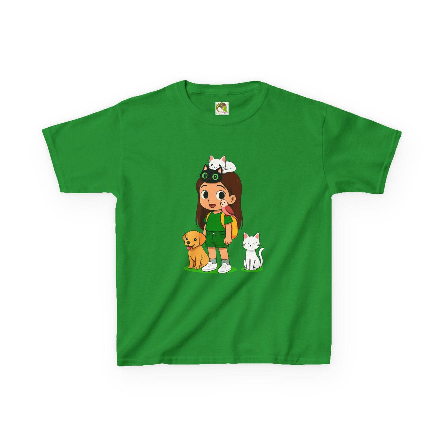girlsTee - Cute Girl with Animals Design
