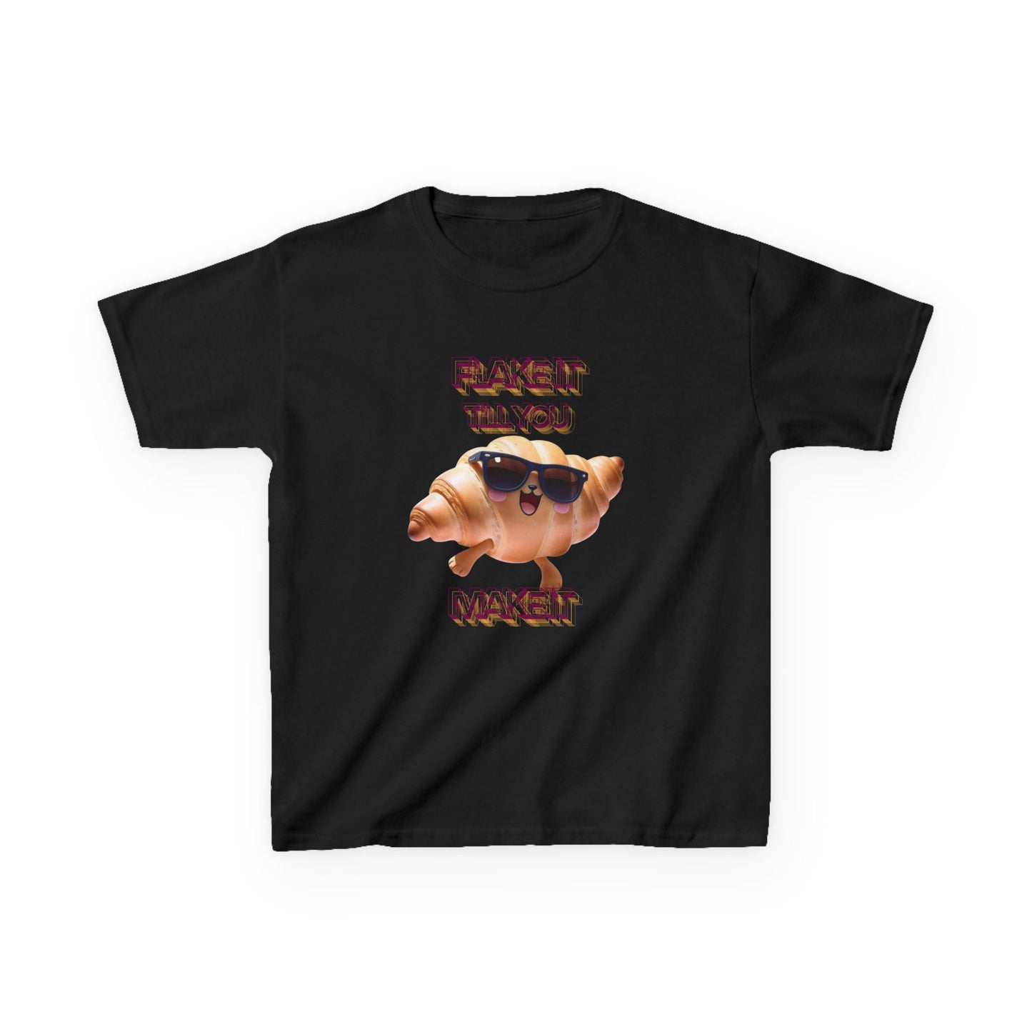 Flake It 'Til You Make It Kids Tee - Fun Croissant Design