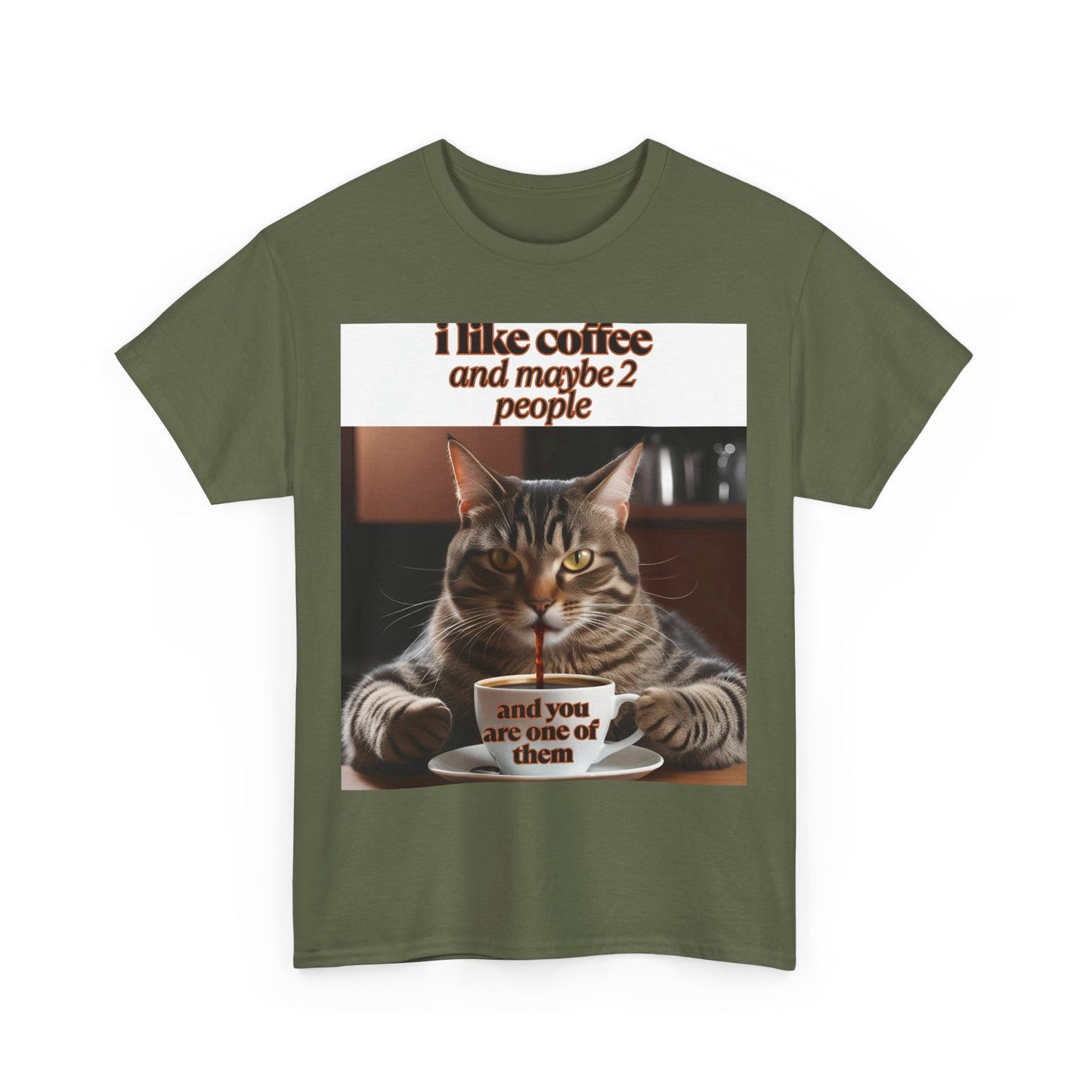 Funny Cat Coffee Unisex Heavy Cotton Tee - Perfect Gift for Cat Lovers
