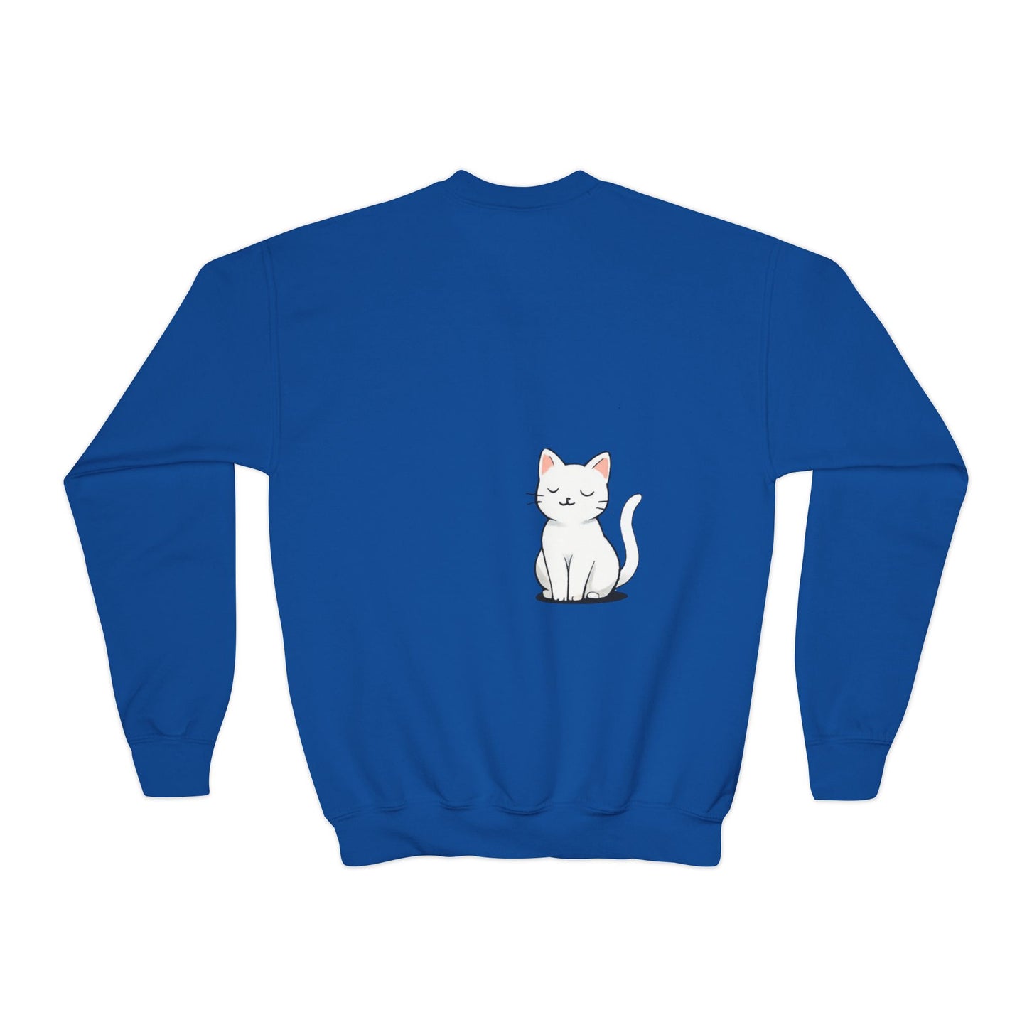Cute Cat Lover Youth girl Crewneck Sweatshirt, Animal Sweatshirt for girls, Gift for Cat Lovers, Fun Cozy Top, Everyday Wear
