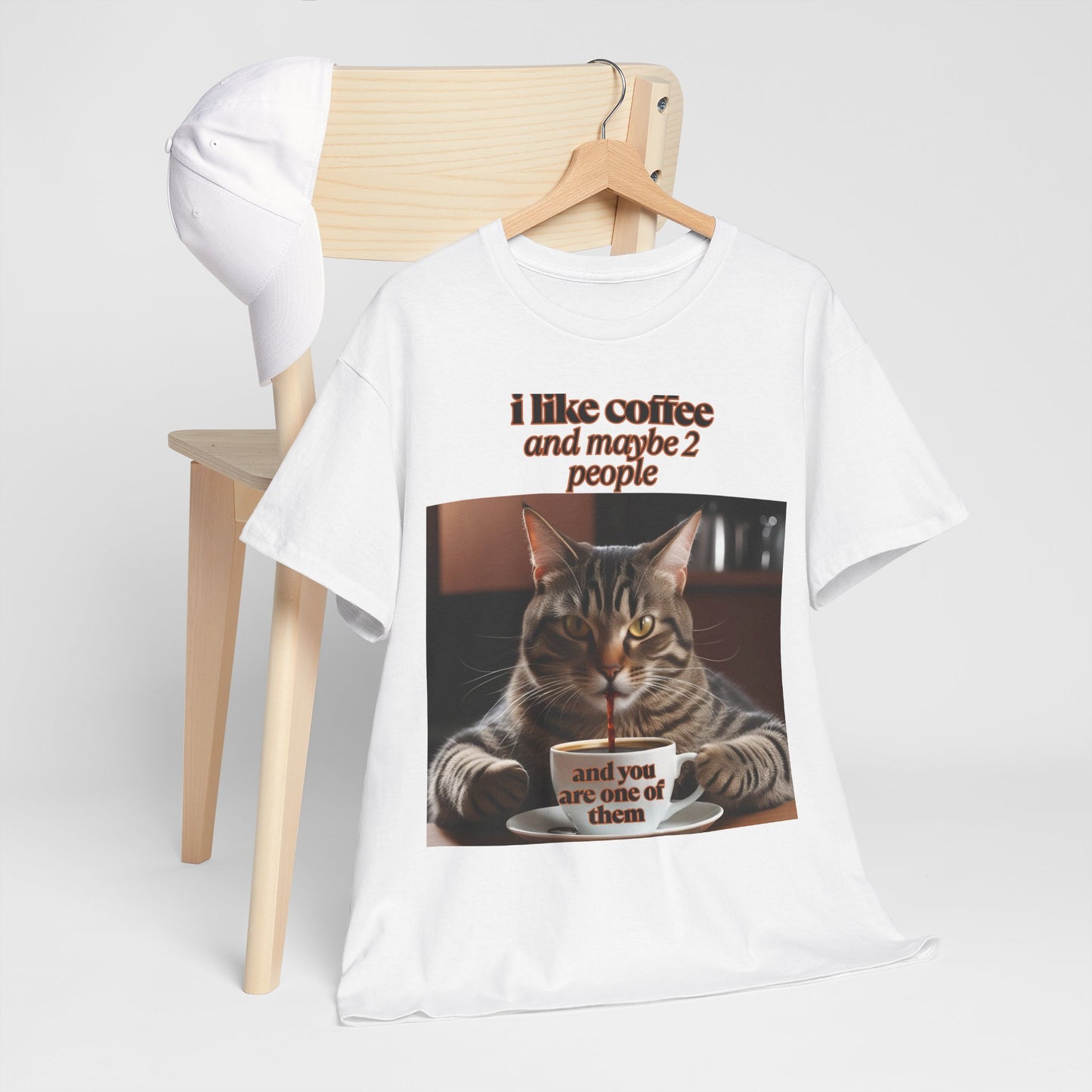 Funny Cat Coffee Unisex Heavy Cotton Tee - Perfect Gift for Cat Lovers