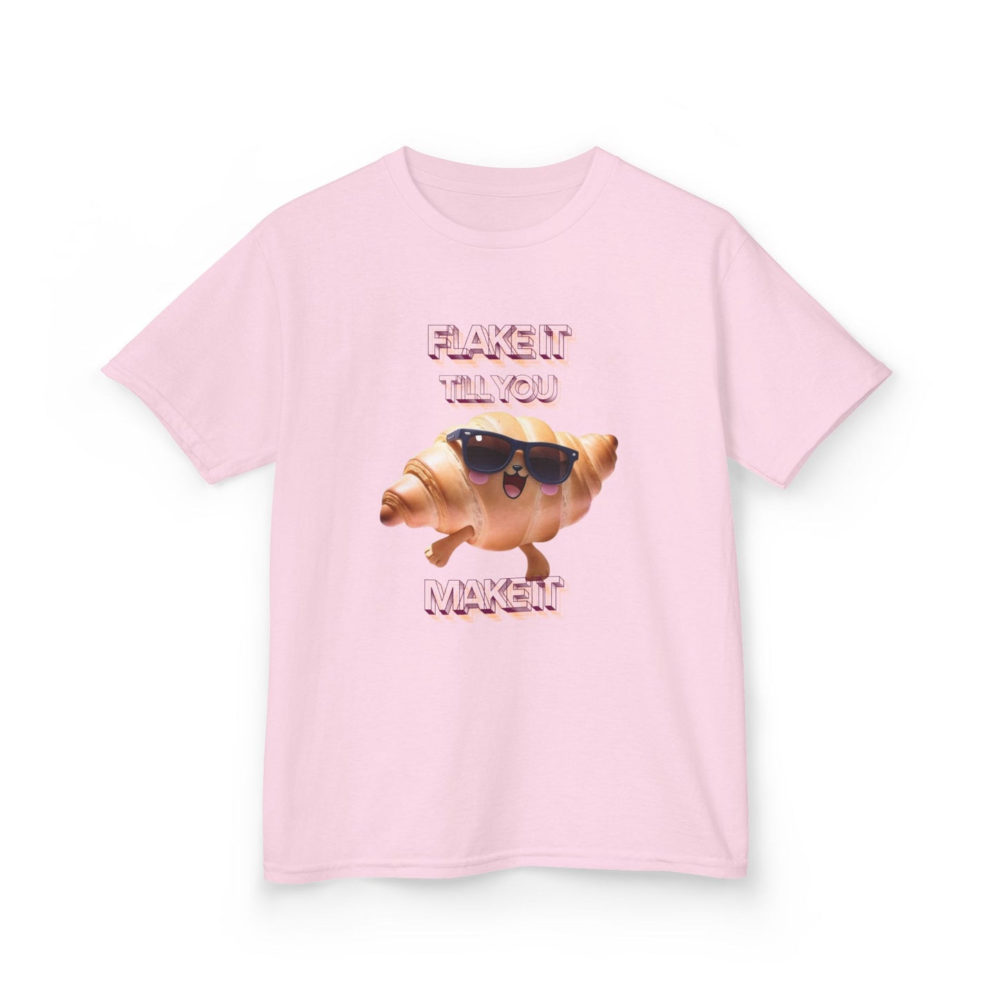 Flake It 'Til You Make It Kids Tee - Fun Croissant Design
