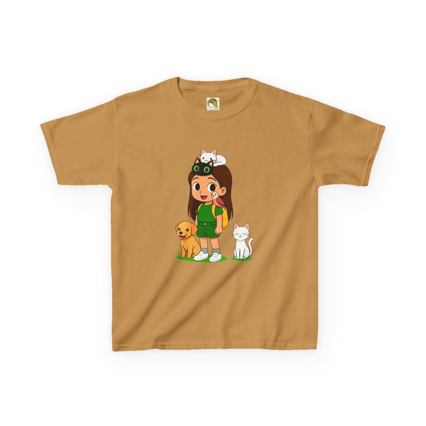 girlsTee - Cute Girl with Animals Design