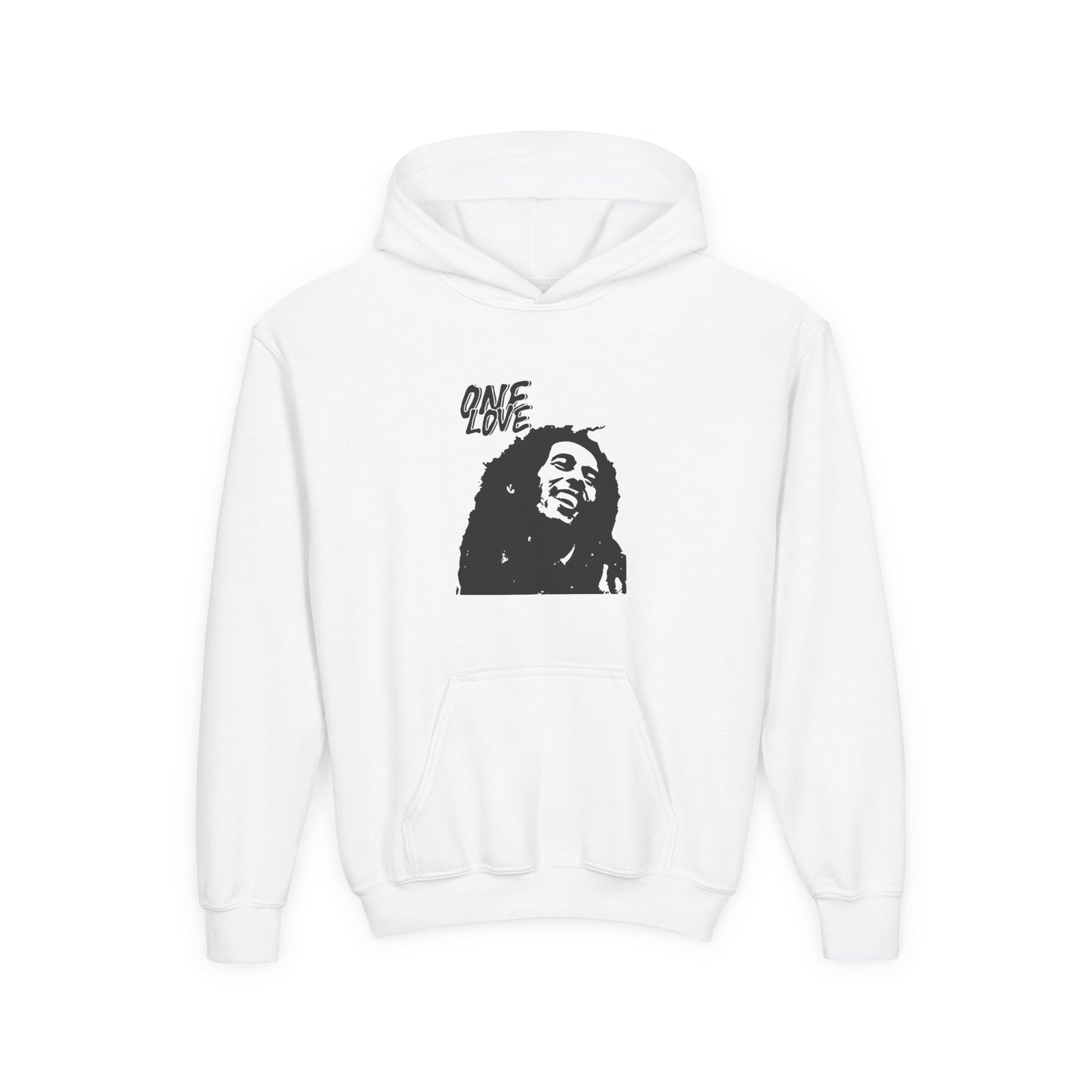 Youth Heavy Blend Hooded Sweatshirt - One Love Graphic