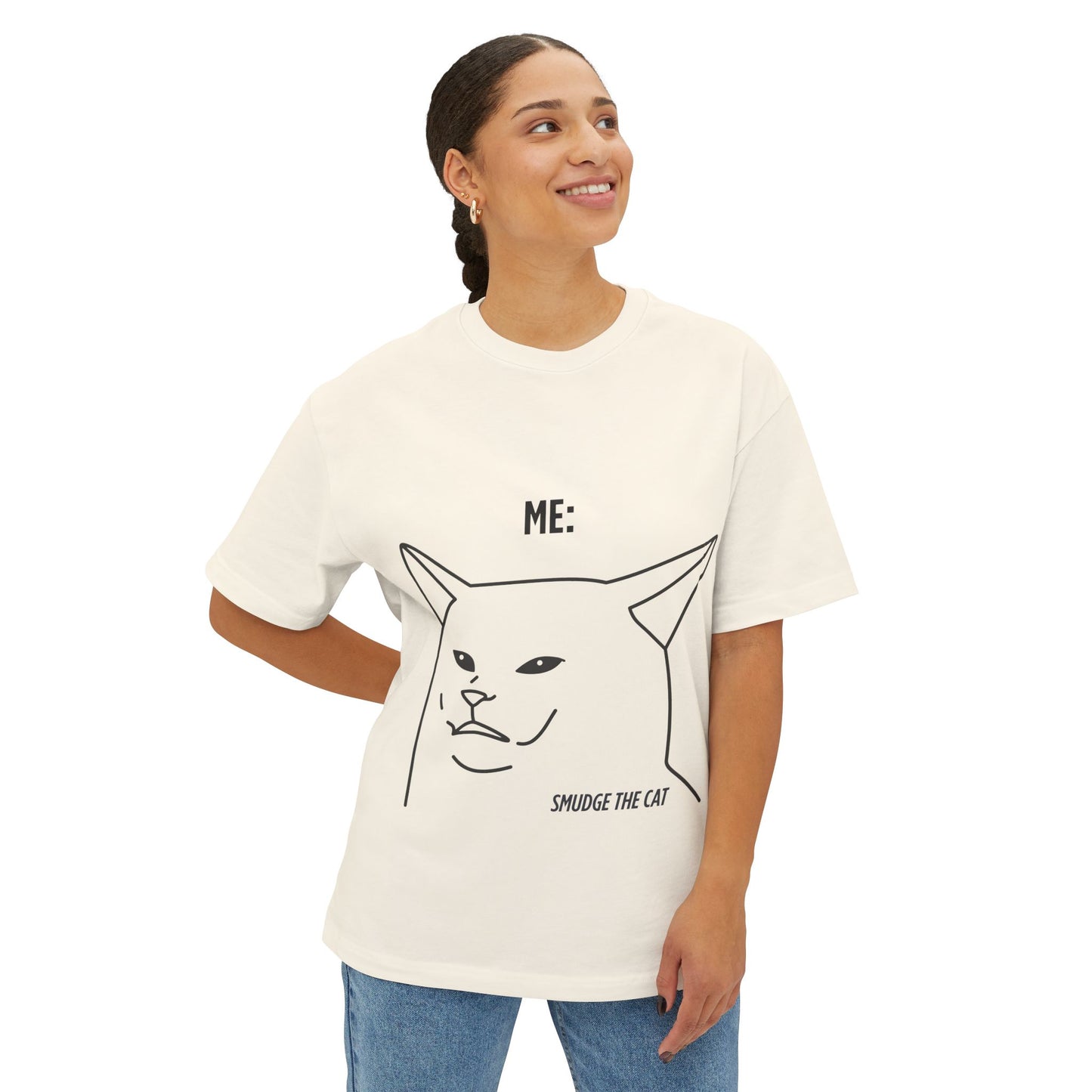 Boxy Tee - Funny Meme Cat Smudge Design