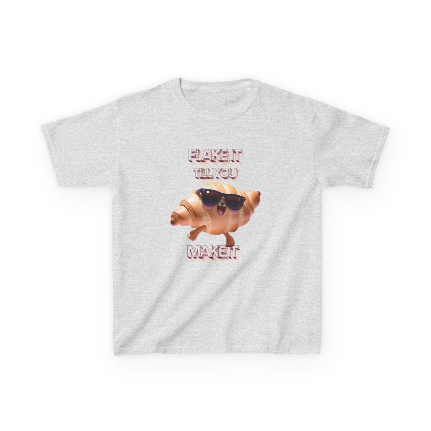 Flake It 'Til You Make It Kids Tee - Fun Croissant Design