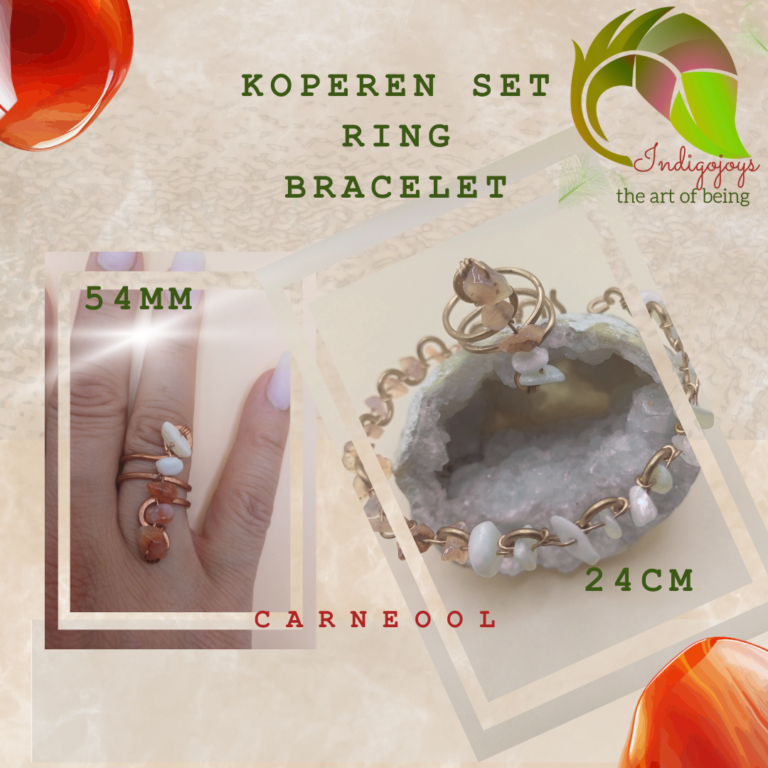 Carneool koperen sieraden set