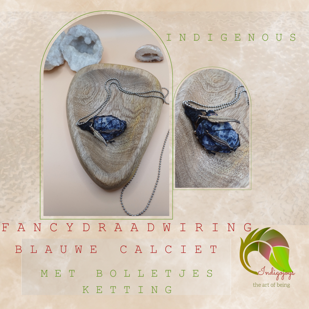 blauwe calciet indigenous ketting