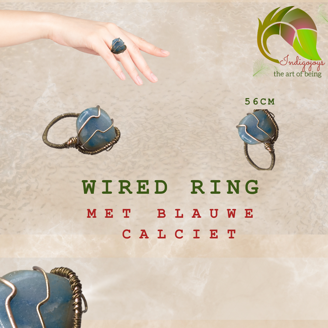 statement wired ring met blauwe calciet