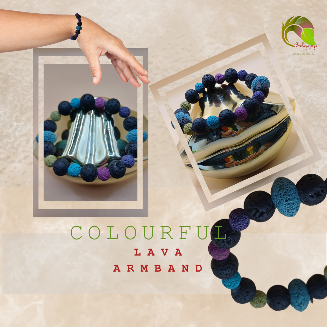 kleurrijke lavasteen armband