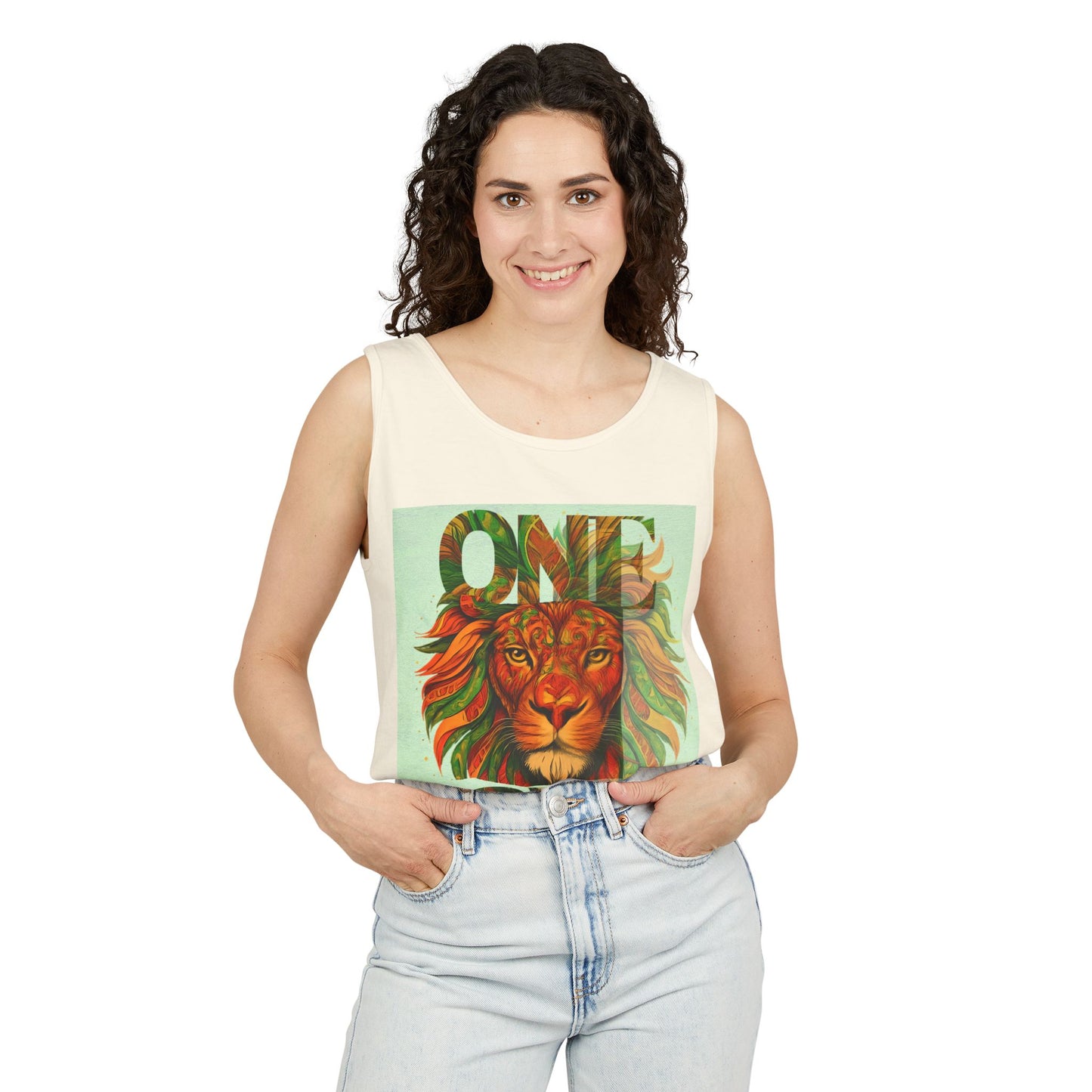 Tank Top One Love Tribal Art Lion