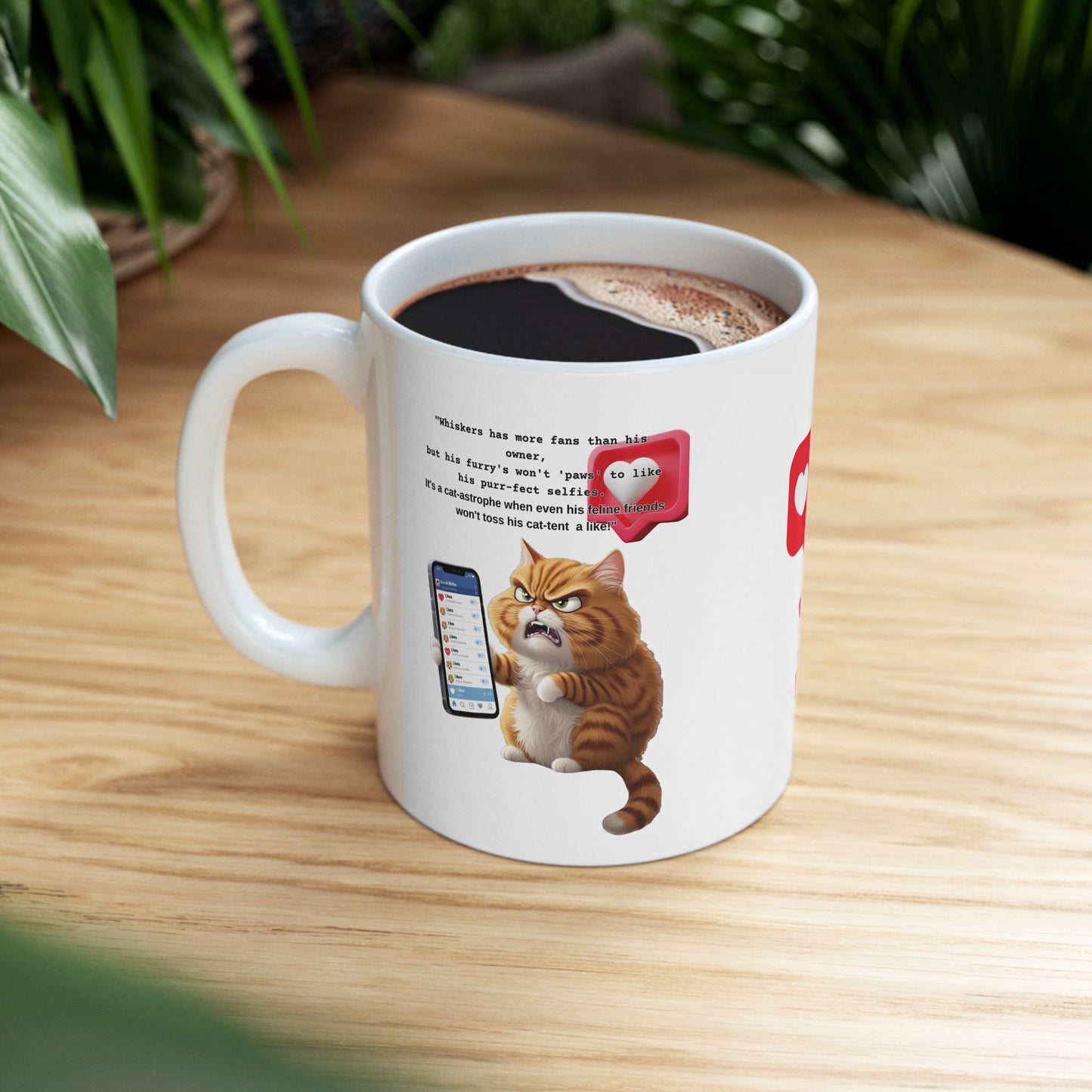 Social Media Cat Ceramic Mug - 11oz & 15oz