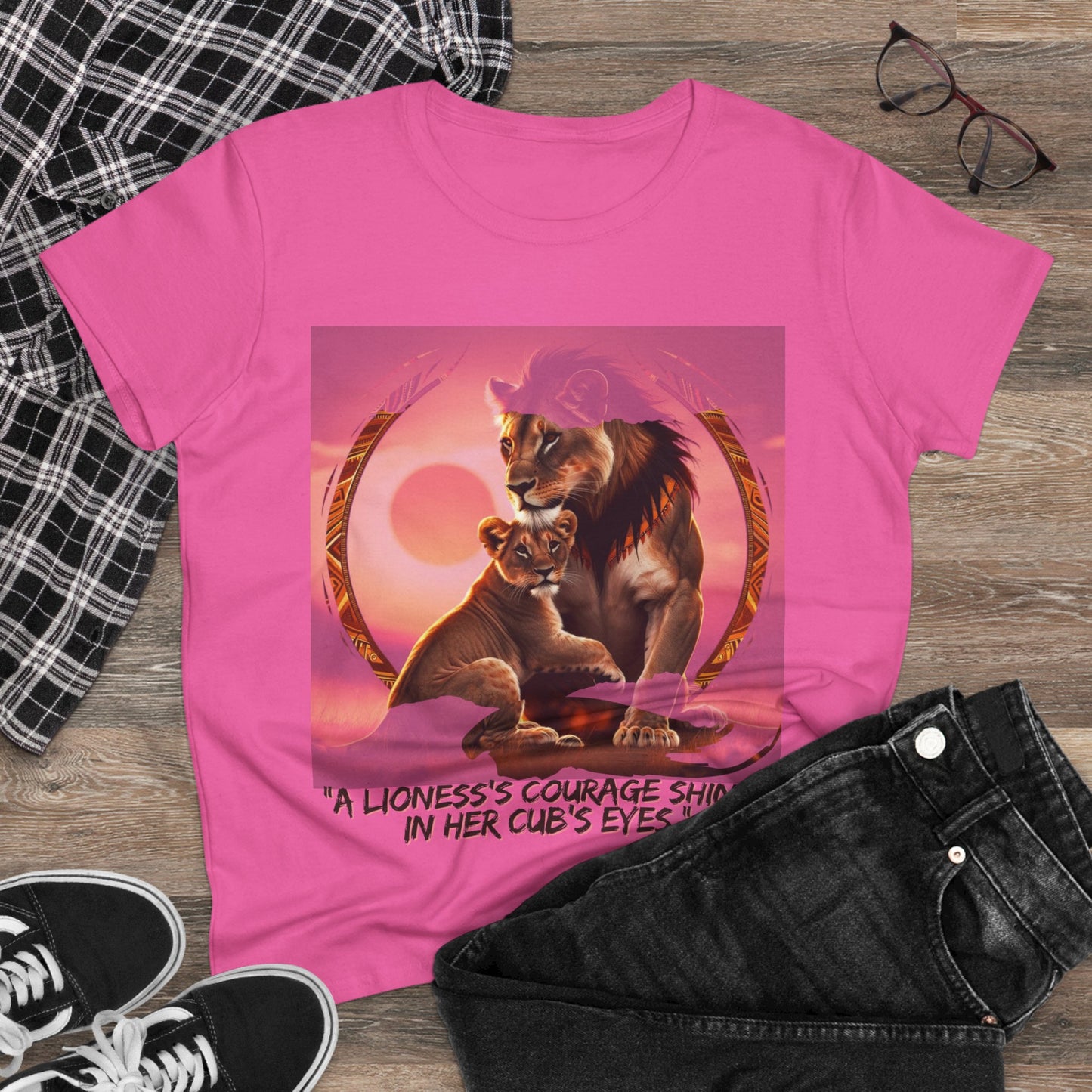Inspirational Women's Lioness Courage Tee - Midweight Cotton T-Shirt