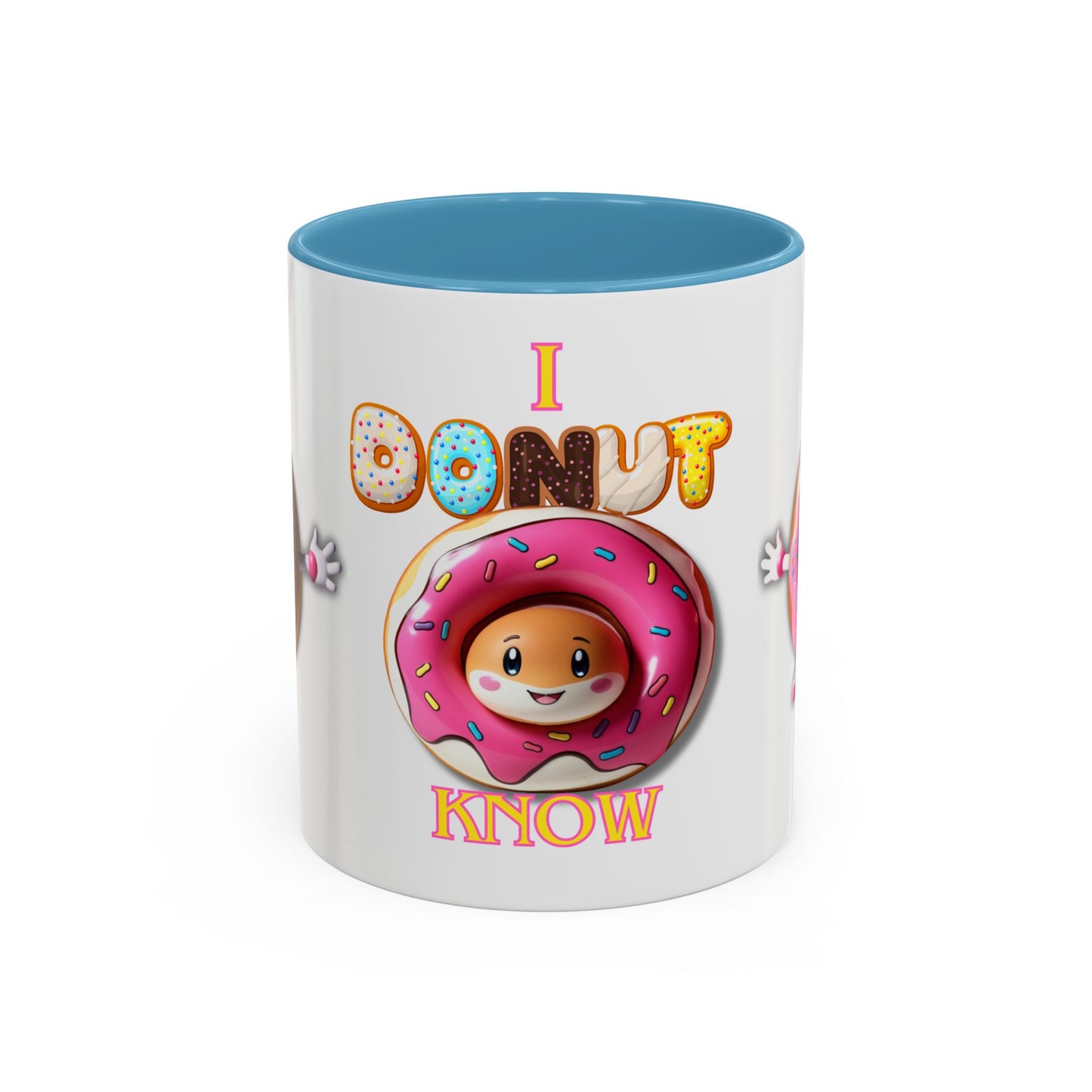 Cute Donut Accent Coffee Mug - I Donut Know - Fun Gift for Coffee Lovers