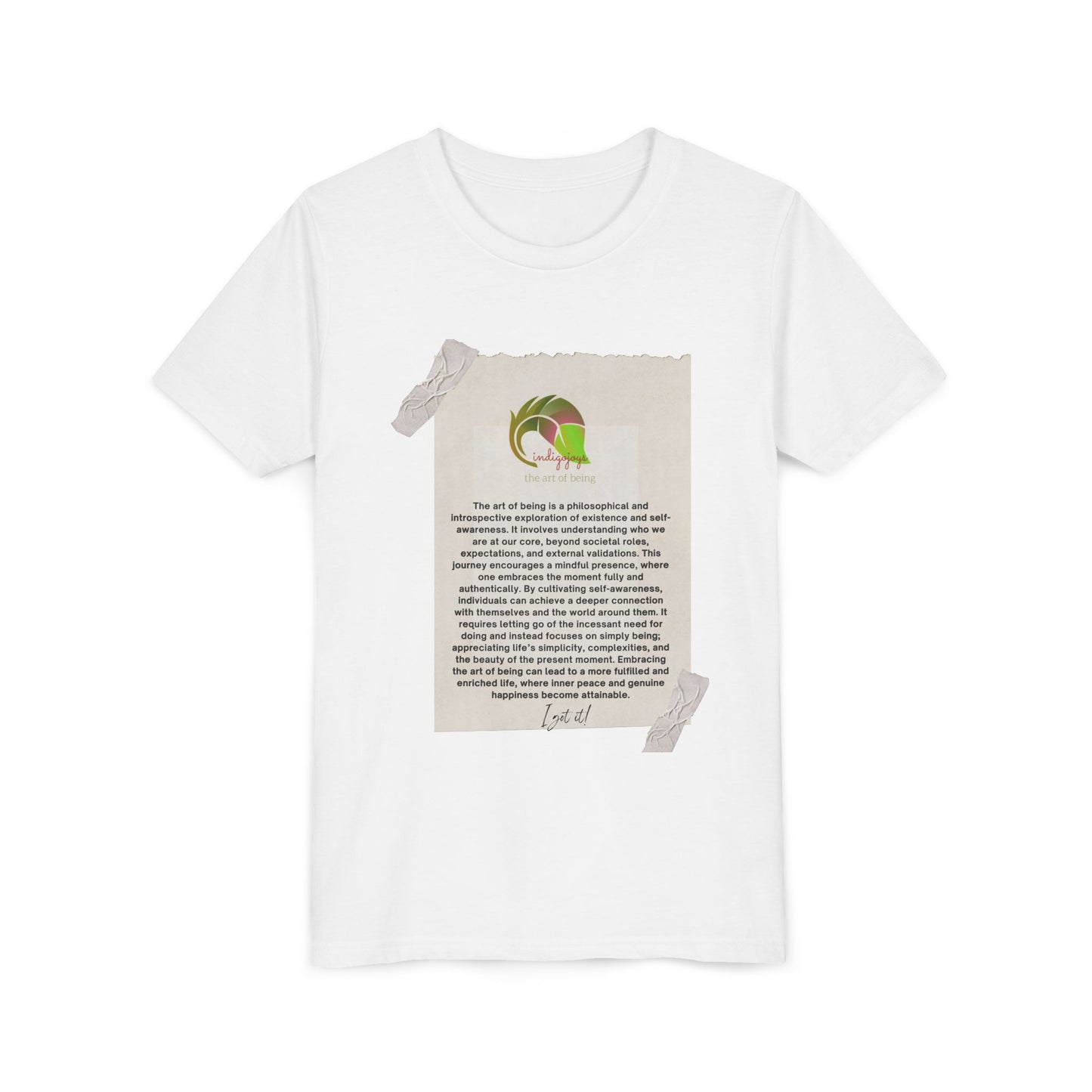 Youth Tee - The Art of Being and Logo Indigojoys