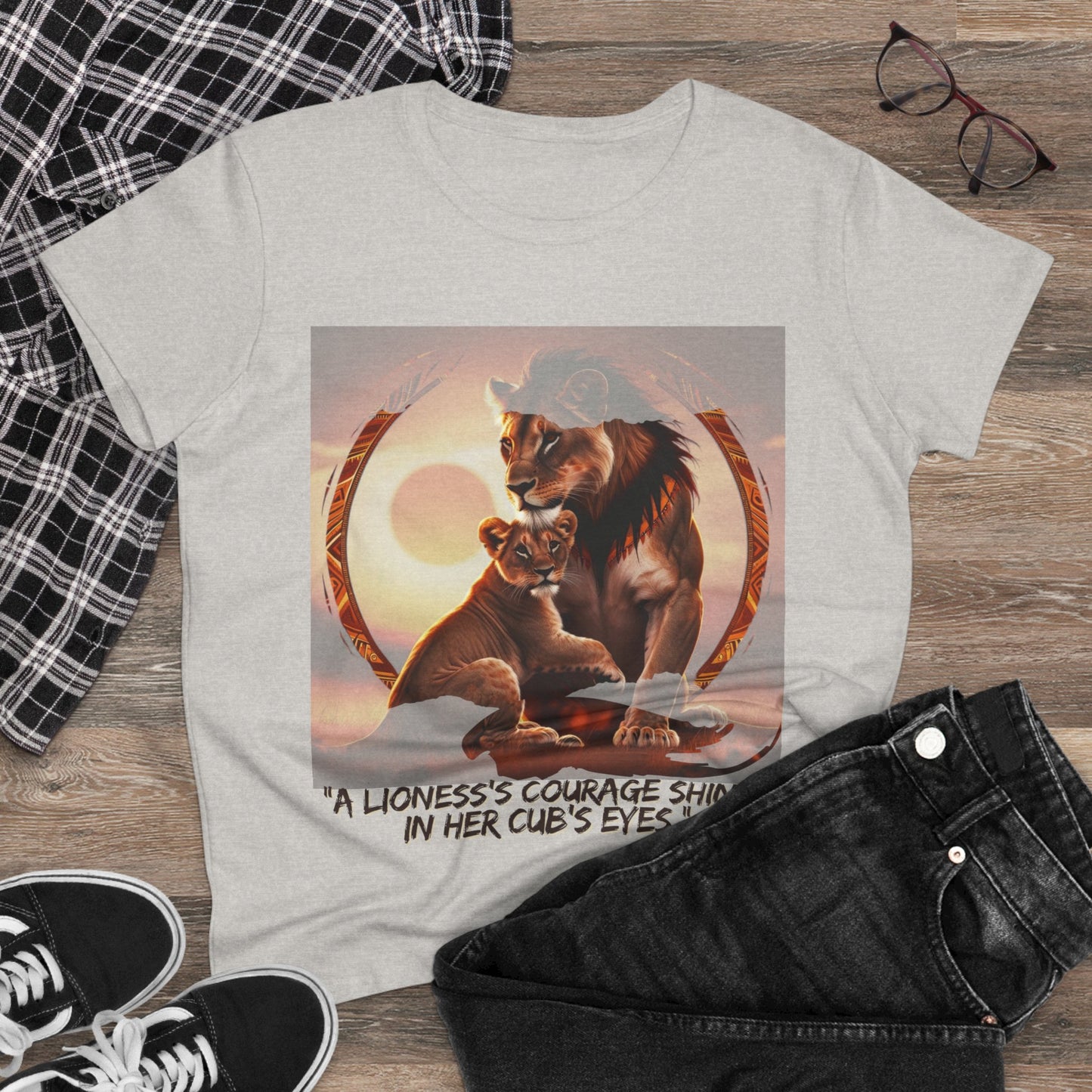 Inspirational Women's Lioness Courage Tee - Midweight Cotton T-Shirt